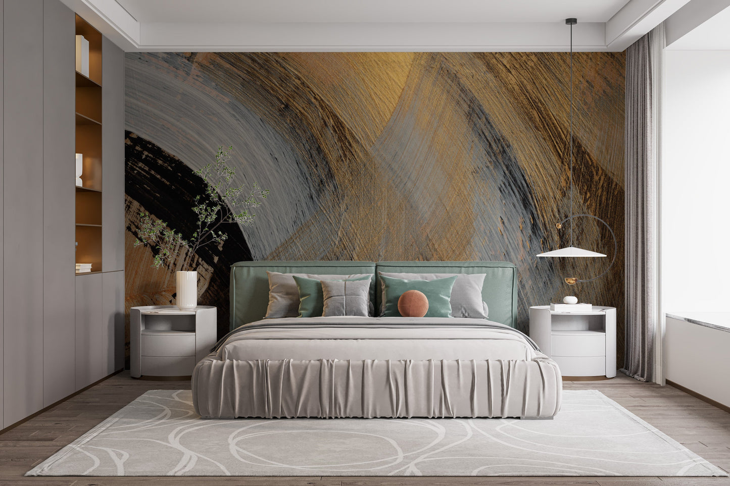 Golden Abstract Wallpaper Mural - Giffywalls