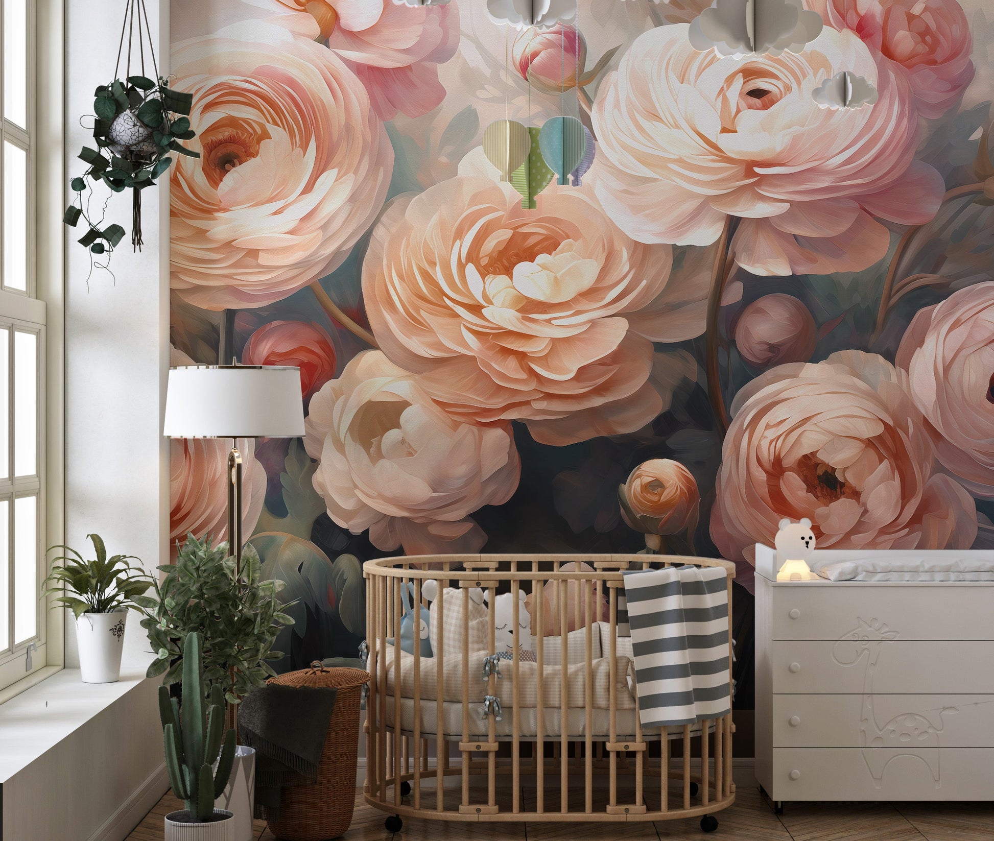 Ranunculus Pink Flower Wallpaper Mural - Giffywalls