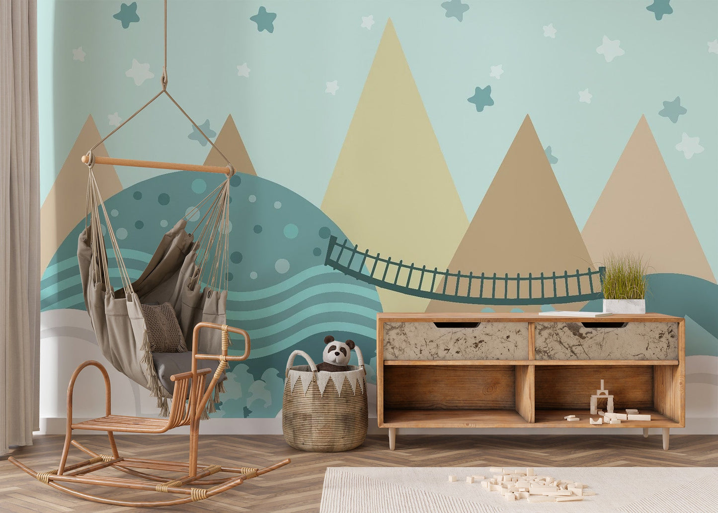 Kids Animated Pastel Motifs Wallpaper for bright spaces
