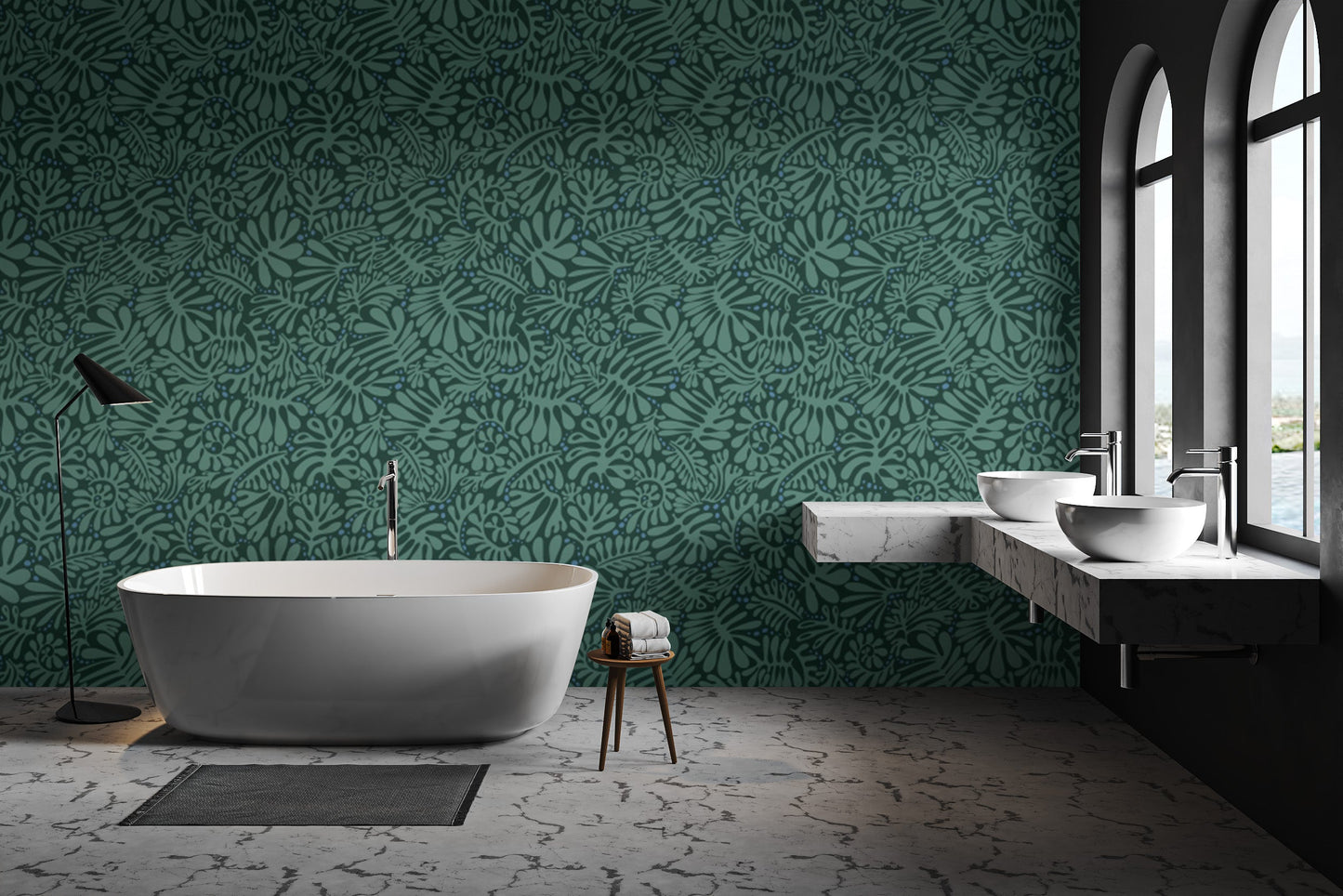 Self-adhesive Emerald Matisse foliage wallpaper