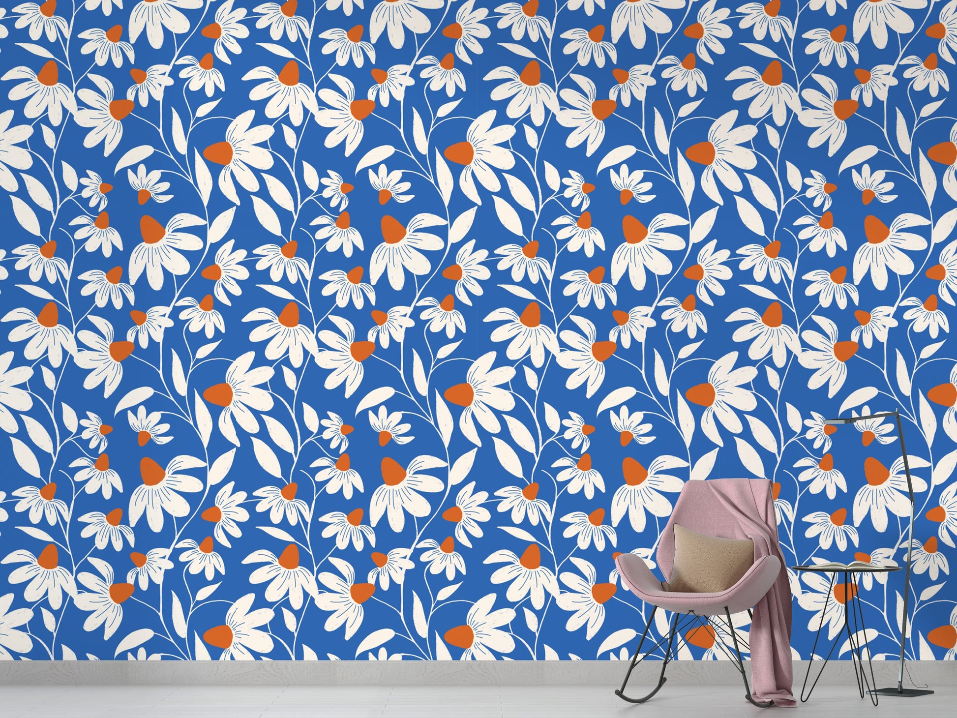 Minimalist Coneflower Wallpaper with Florals
