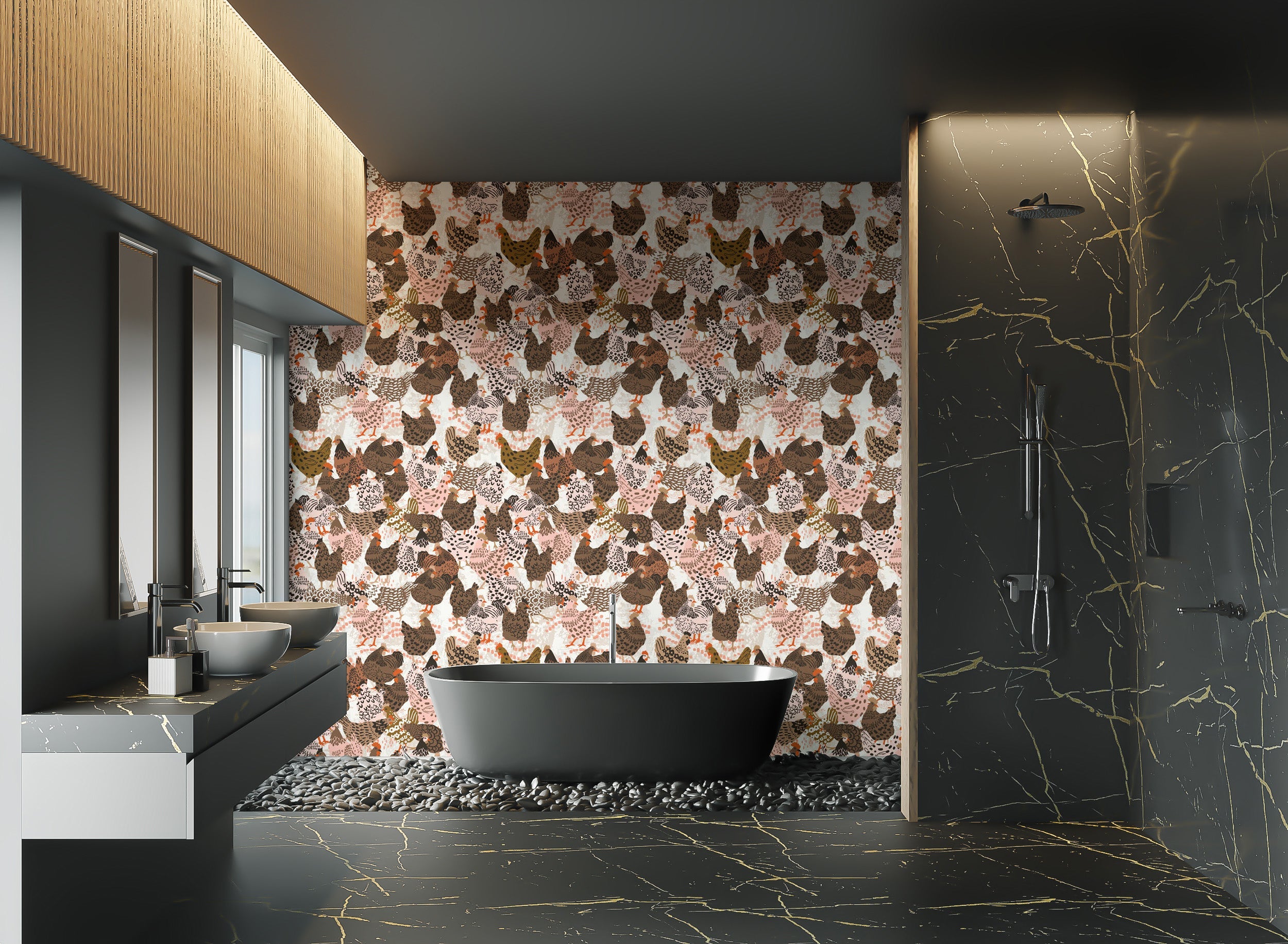 Trendy clucking chic wallpaper for decor