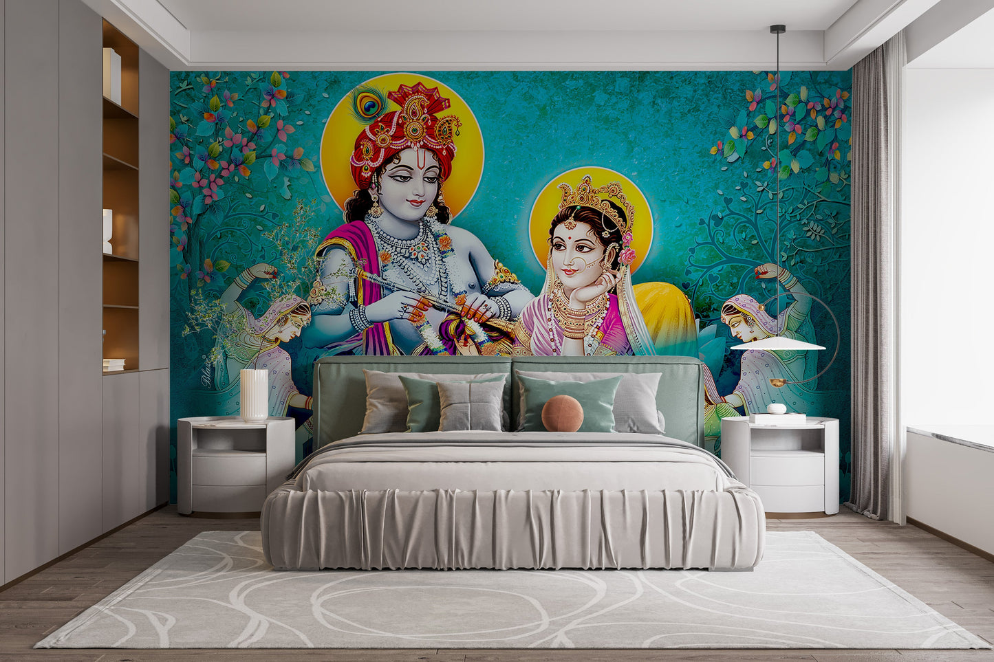 Lord Radhe Krishna and Gopis Wall mural - Giffywalls