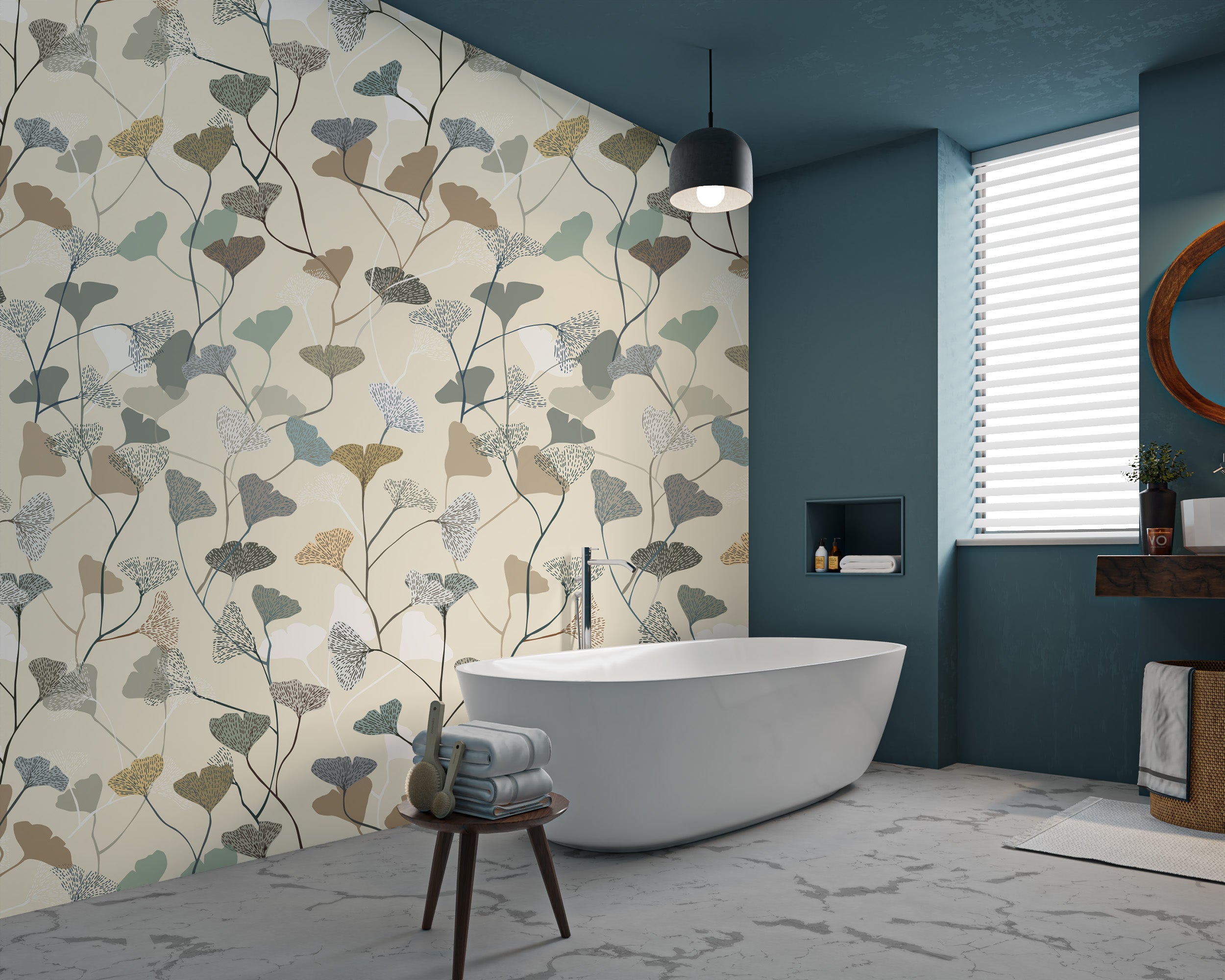 Stylish Ginkgo Leaf Wall Art Mural
