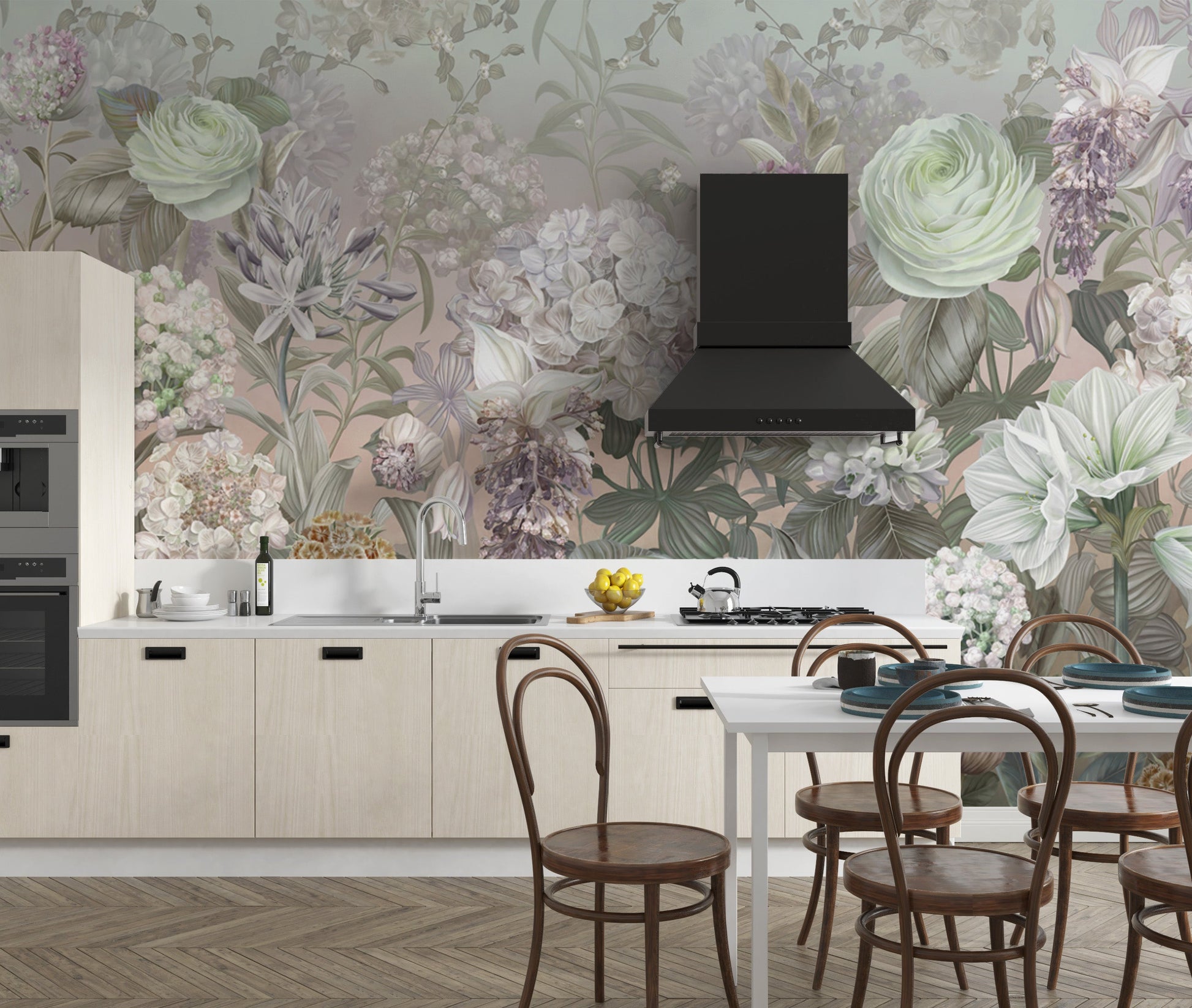 Chic Nordic Floral Wall Covering
