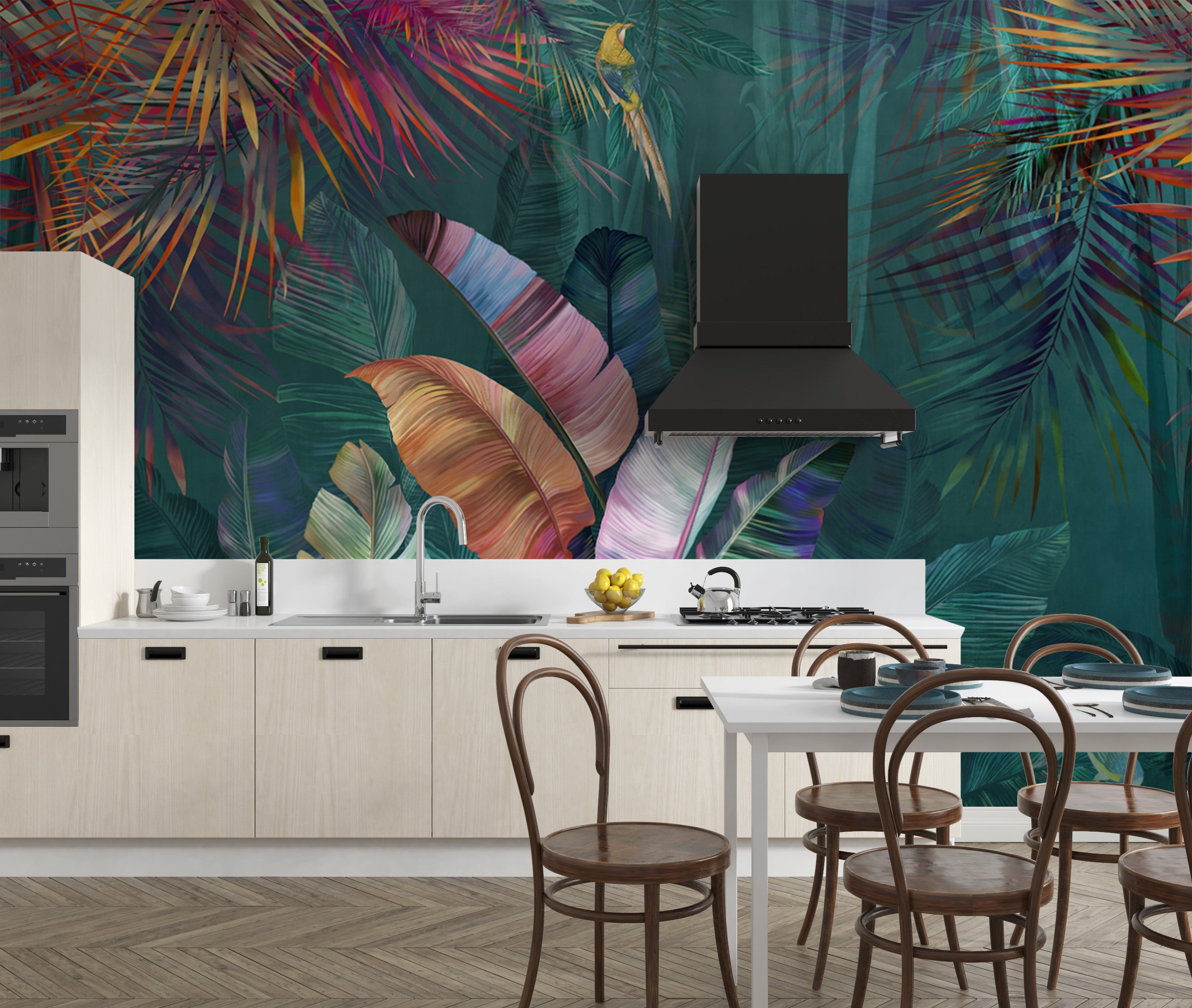 Tropical Island Breeze Leaf Wallpaper Mural