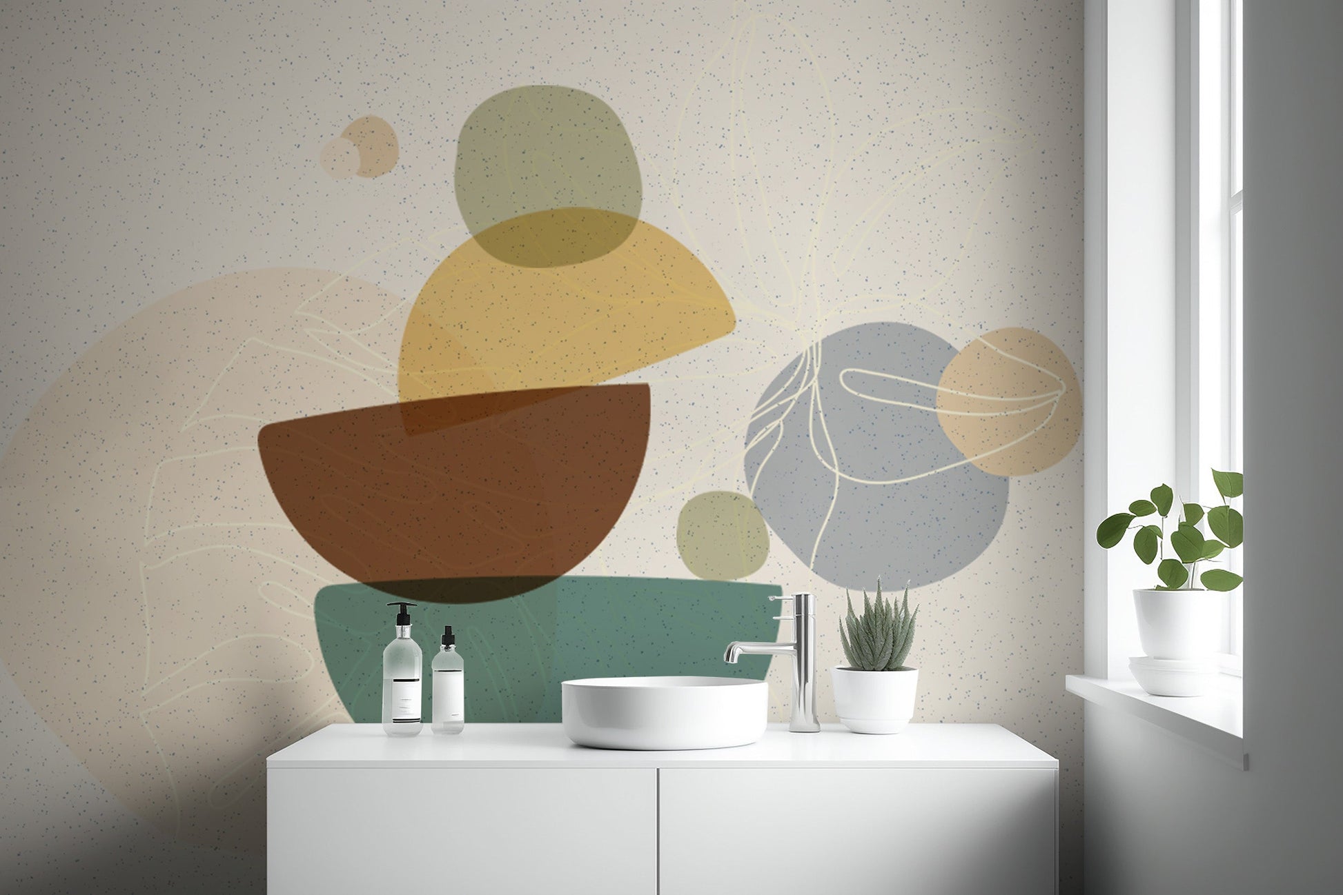 Modern Zen Abstract Wall Mural for tranquil interiors