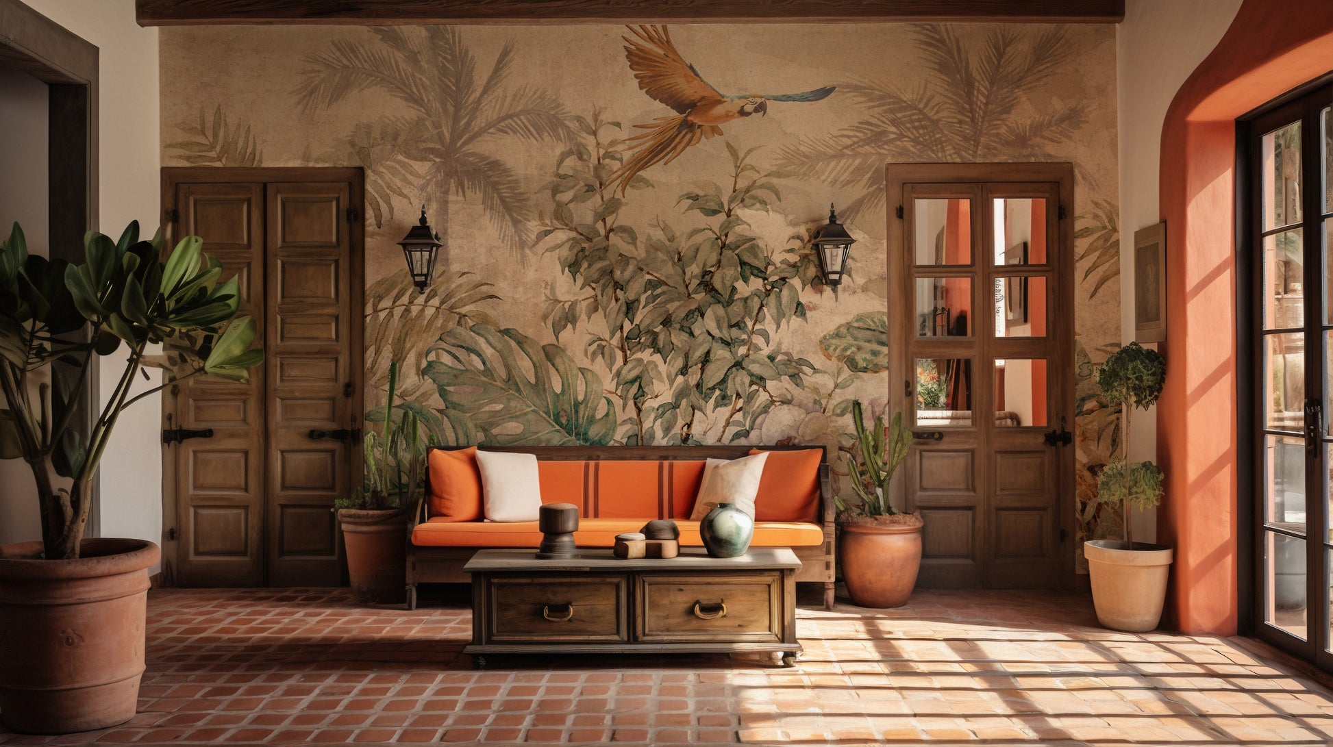 Sepia Colored Tropical Forest Wallpaper Murals - Giffywalls