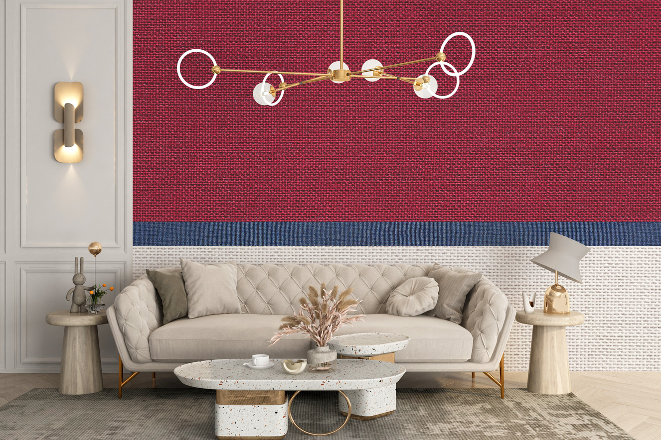 Tied thread fabric wallpaper mural design
