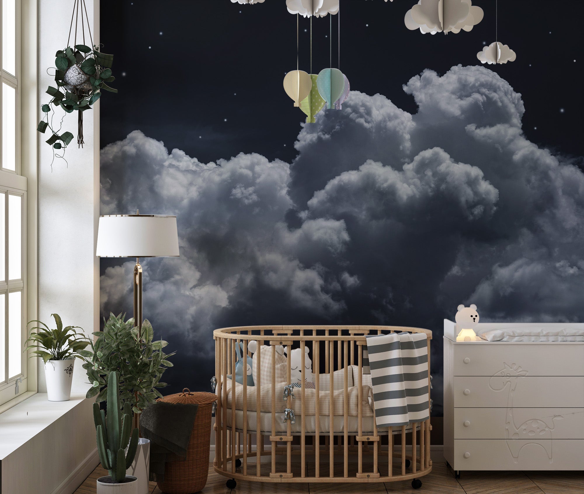 Starry Night Sky Clouds Wall Mural - Giffywalls