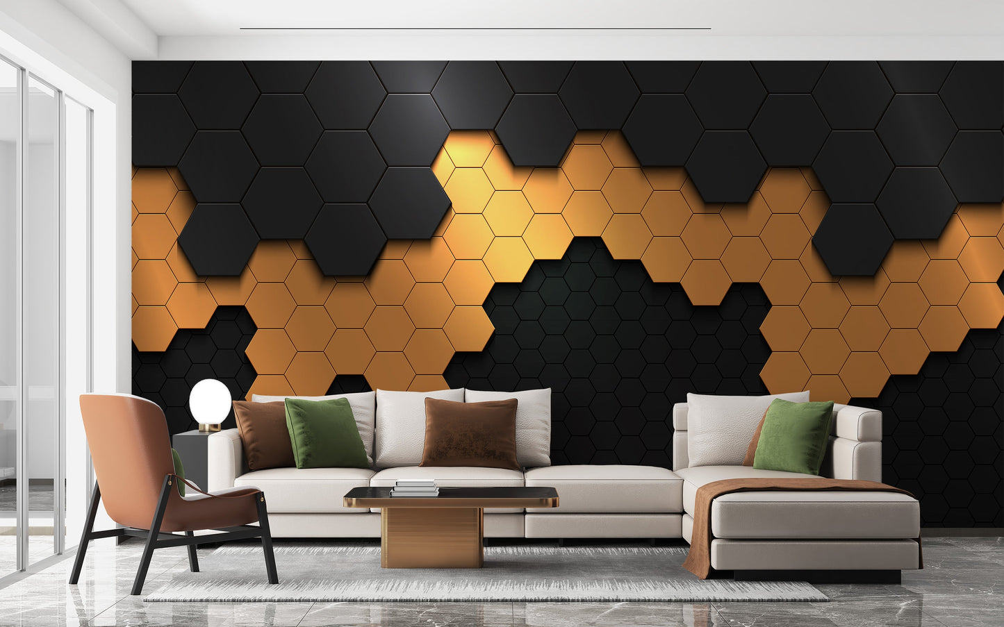 Hexagonal Pattern Wall Mural - Giffywalls