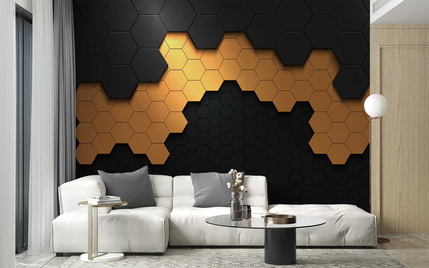 Hexagonal Pattern Wall Mural - Giffywalls