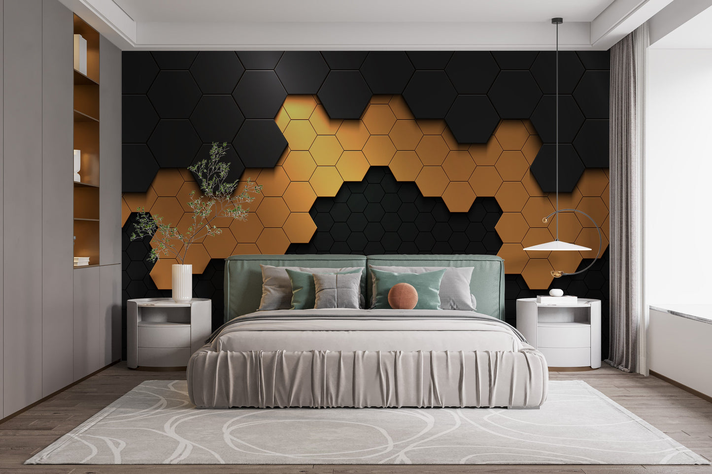 Hexagonal Pattern Wall Mural - Giffywalls