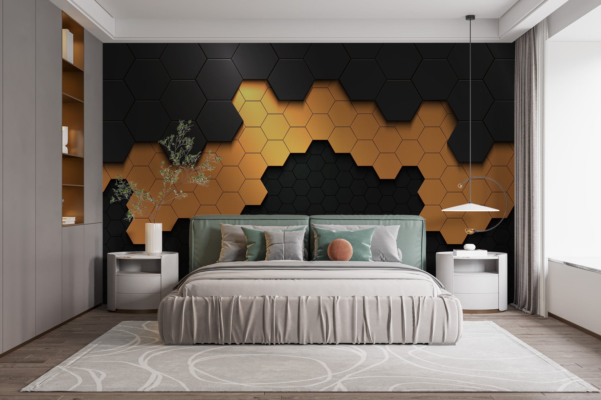 Hexagonal Pattern Wall Mural - Giffywalls