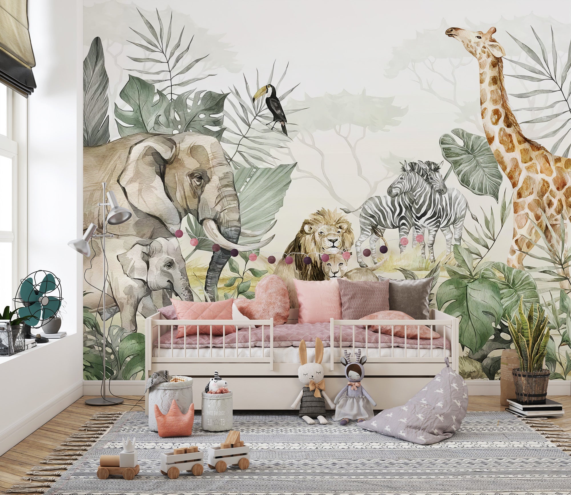 Tropical Wildlife Wall Mural - Giffywalls