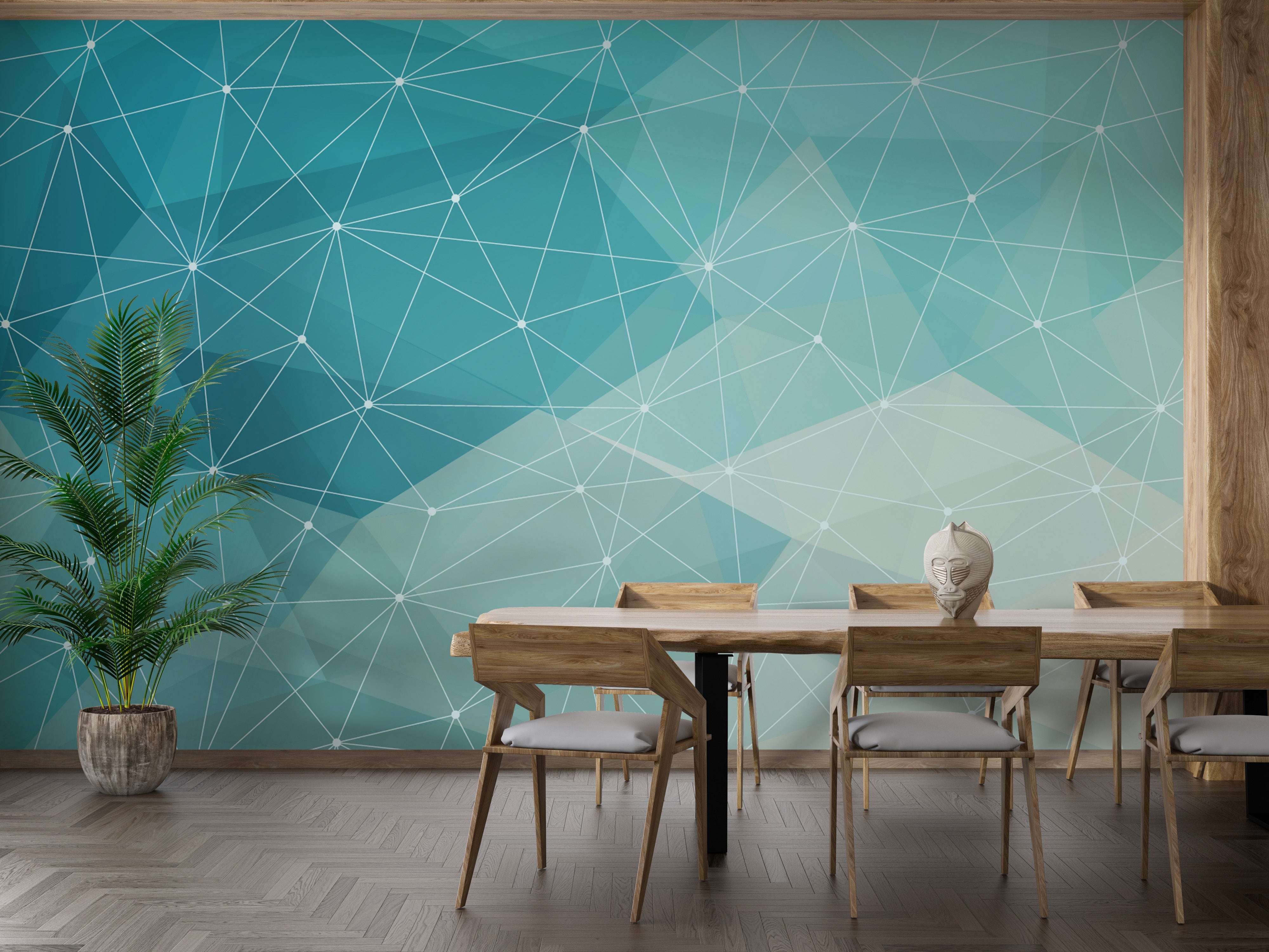 White and Blue Geometric Line Wallpaper - Giffywalls