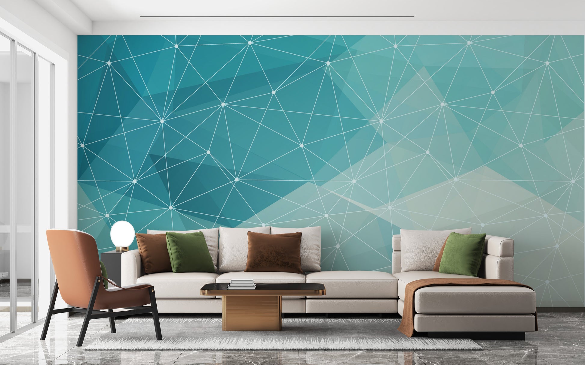 White and Blue Geometric Line Wallpaper - Giffywalls