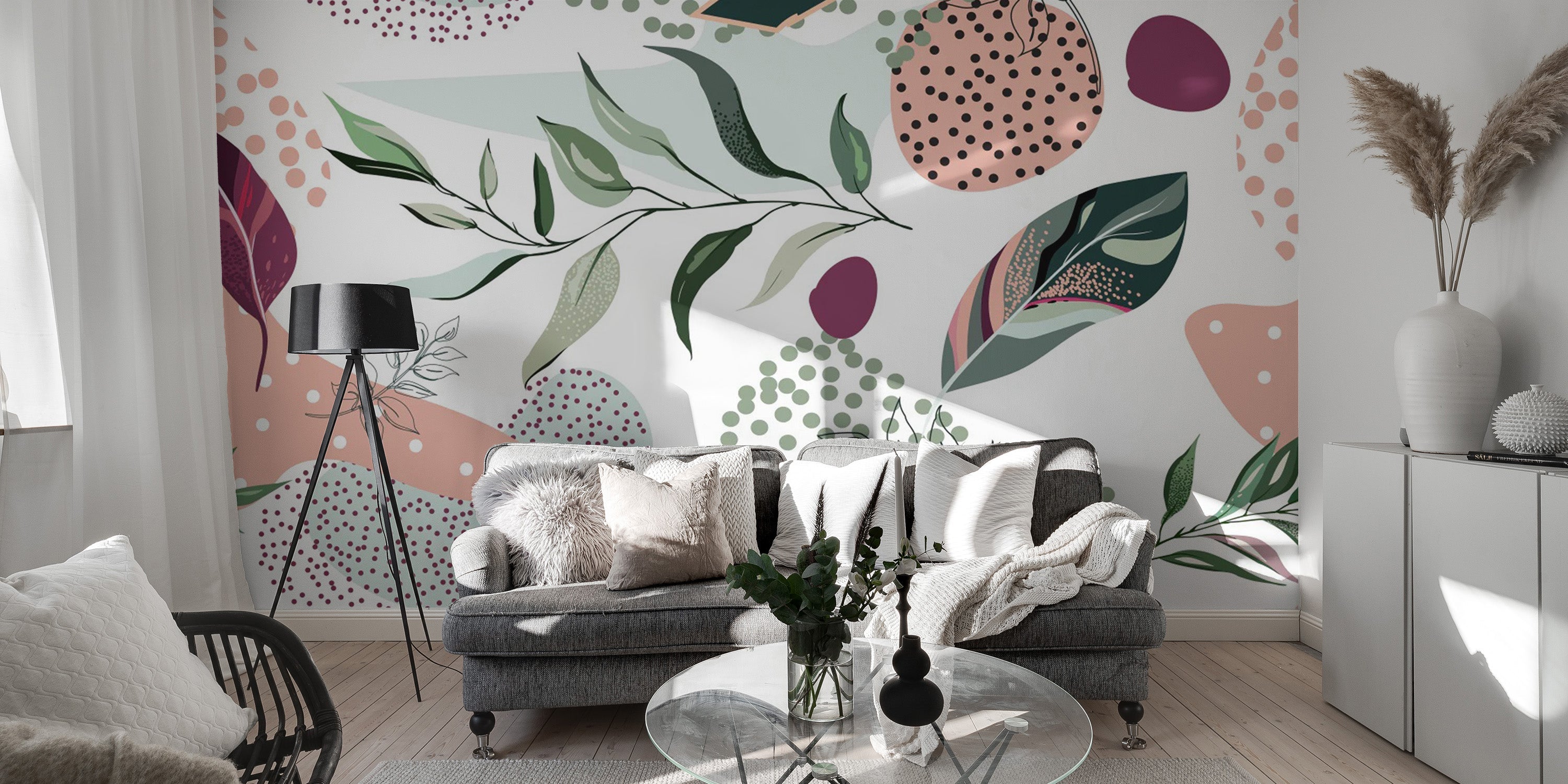 Botanical Pattern Abstract Leaves Wallpaper Murals - Giffywalls