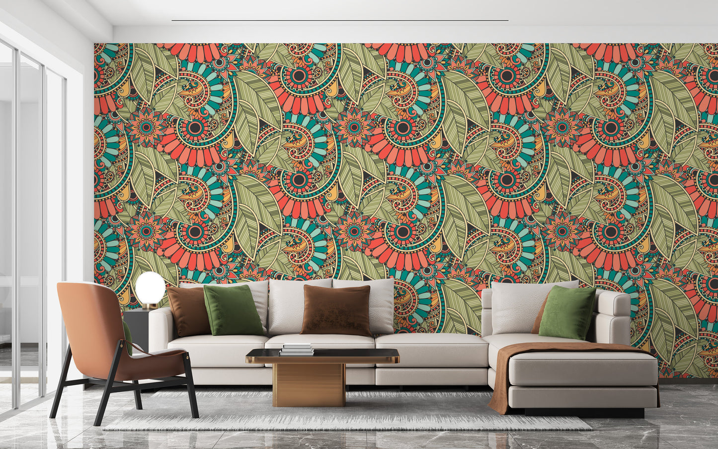 Abstract doodle-inspired mural wallpaper