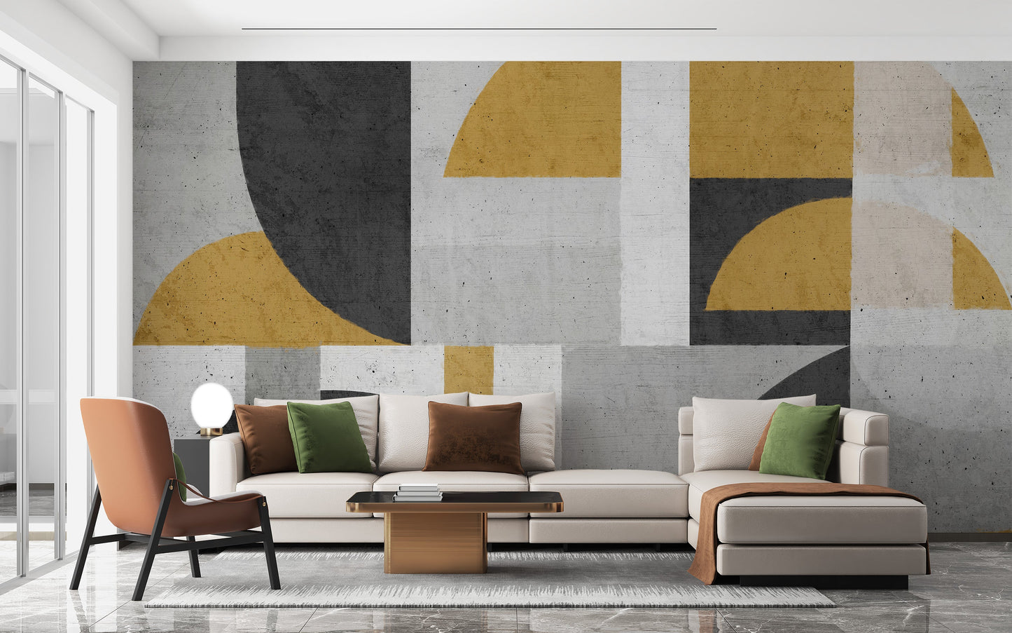 Monochrome Geometric Wall Mural - Giffywalls