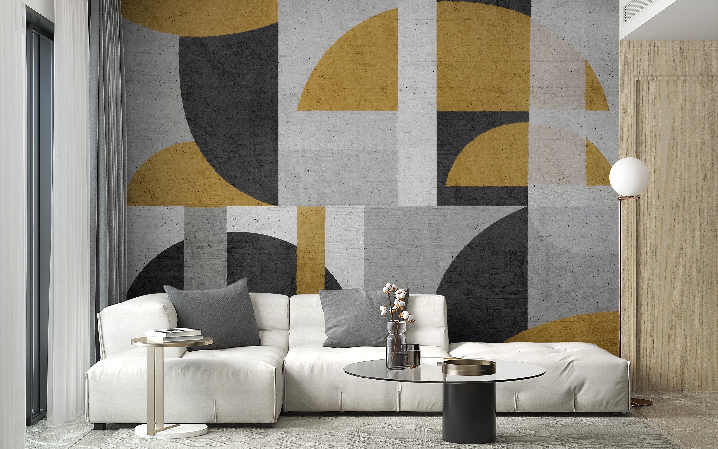 Monochrome Geometric Wall Mural - Giffywalls