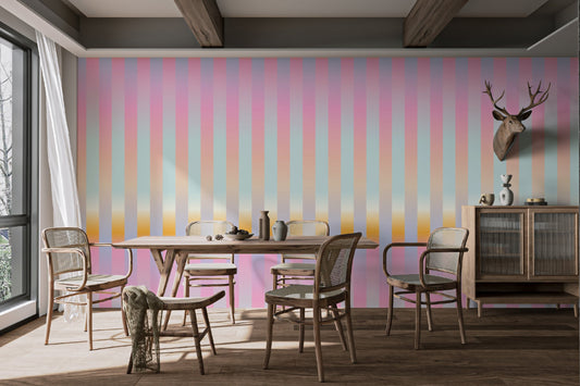 Soft-Hued Striped Elegance Wallpaper Mural
