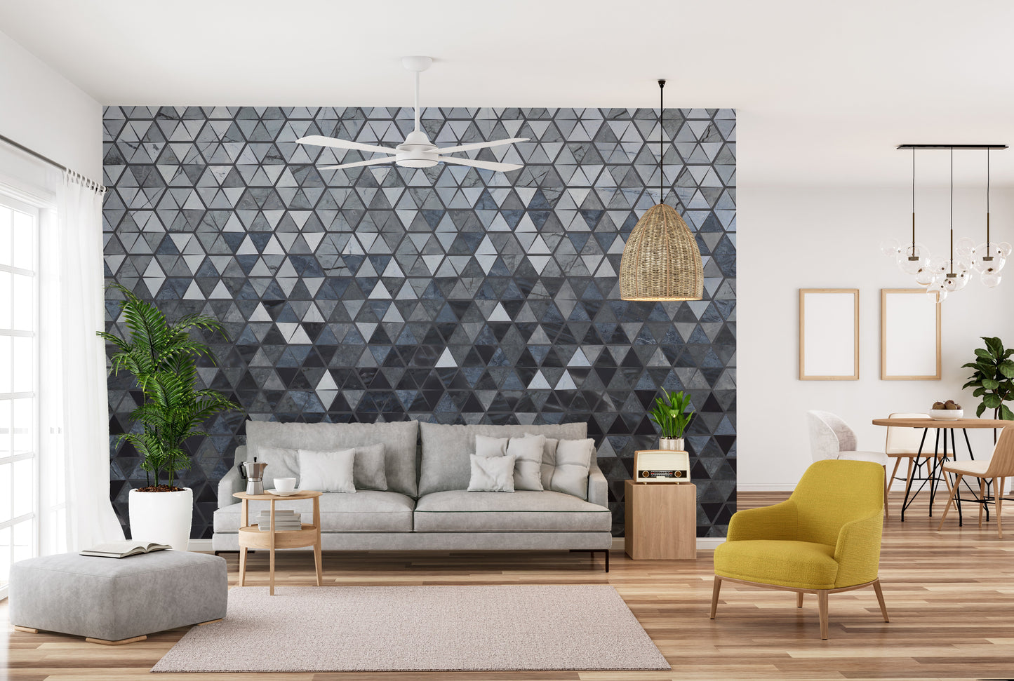 Blue Cut Triangle Tiles Wallpaper Murals - Giffywalls