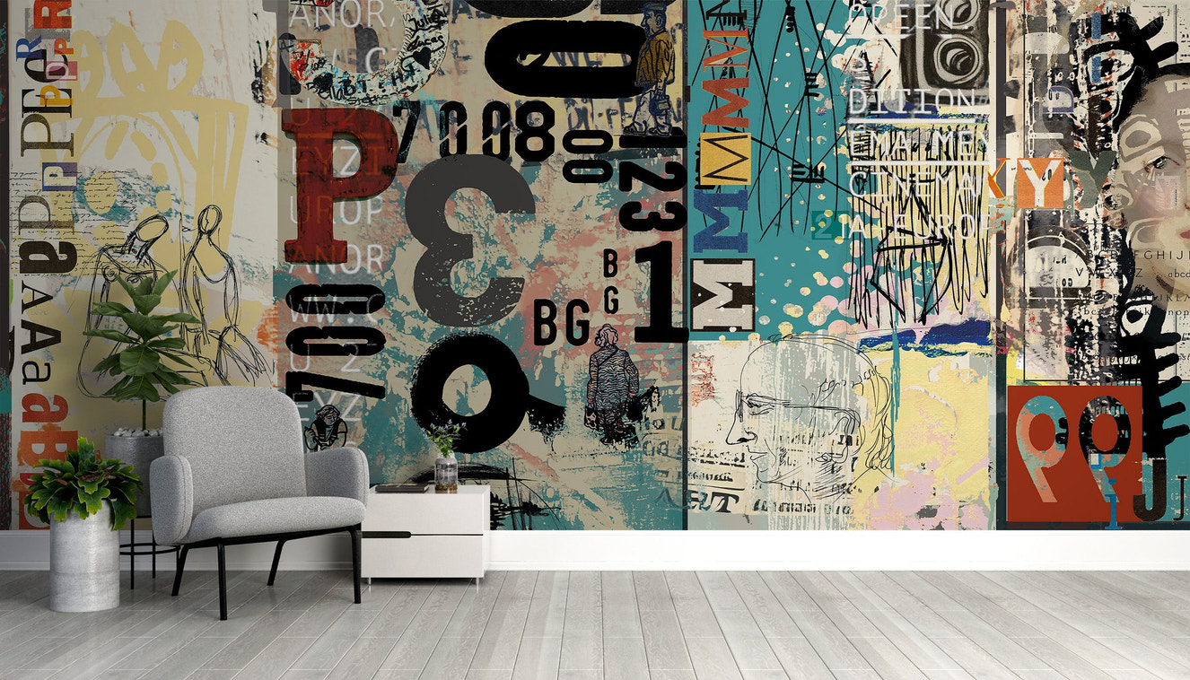 Retro Collage Wallpaper Mural