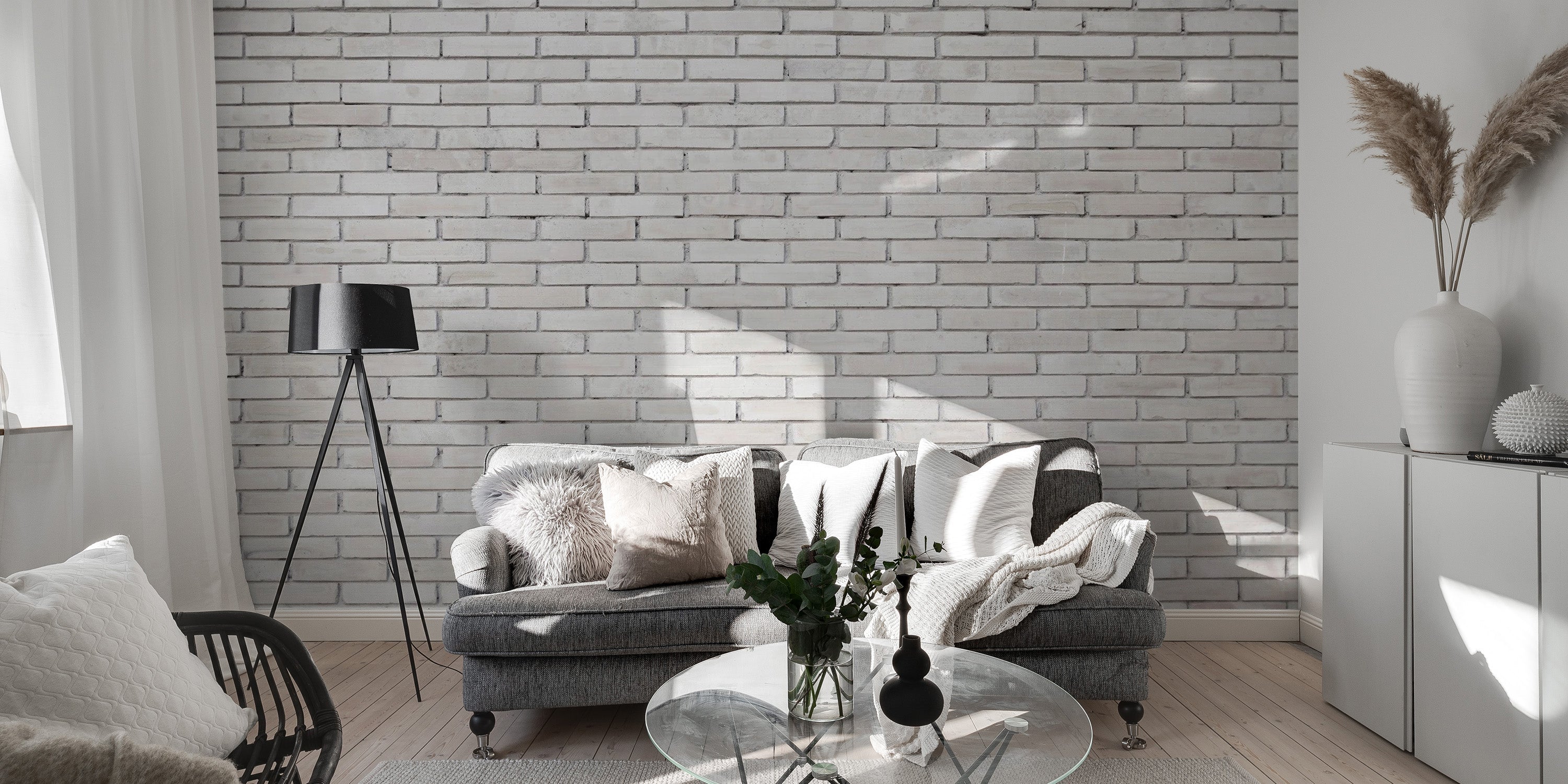 White Concrete Industrial Brick Wallpaper - Giffywalls