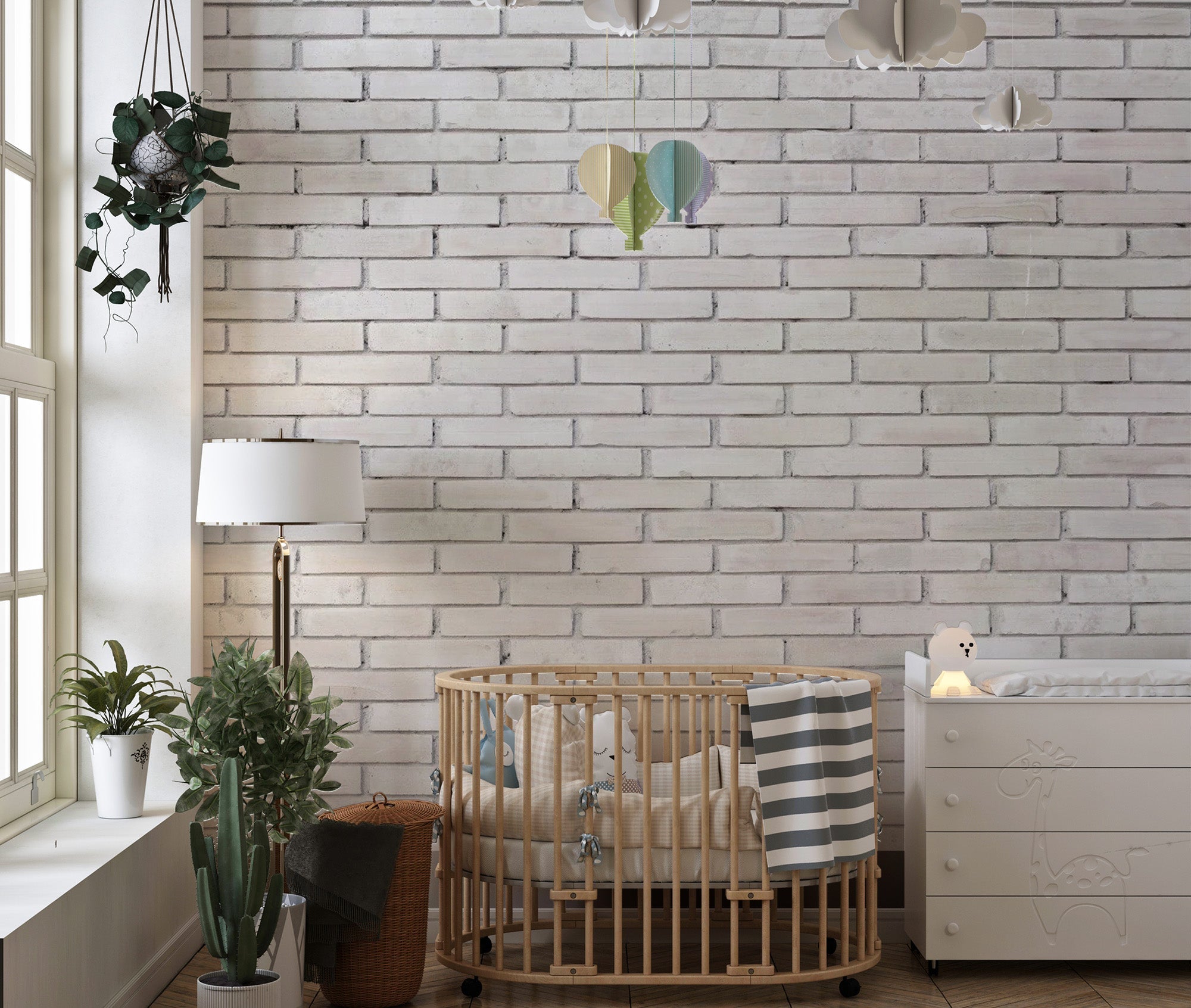 White Concrete Industrial Brick Wallpaper - Giffywalls