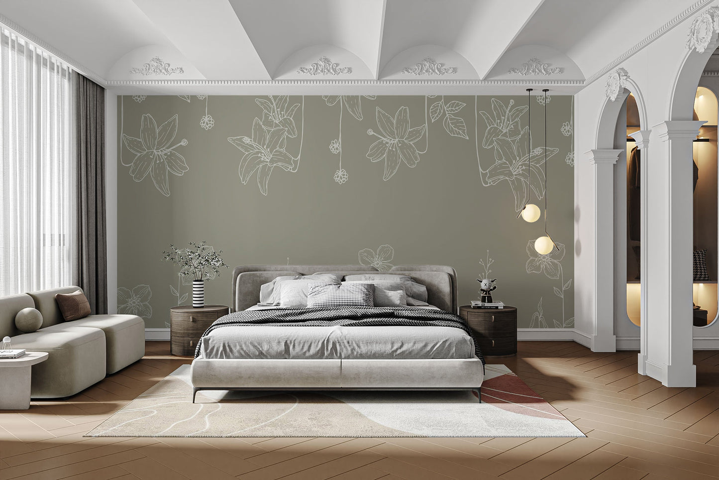 Botanical Sketch Garden Elegance Wallpaper mural style