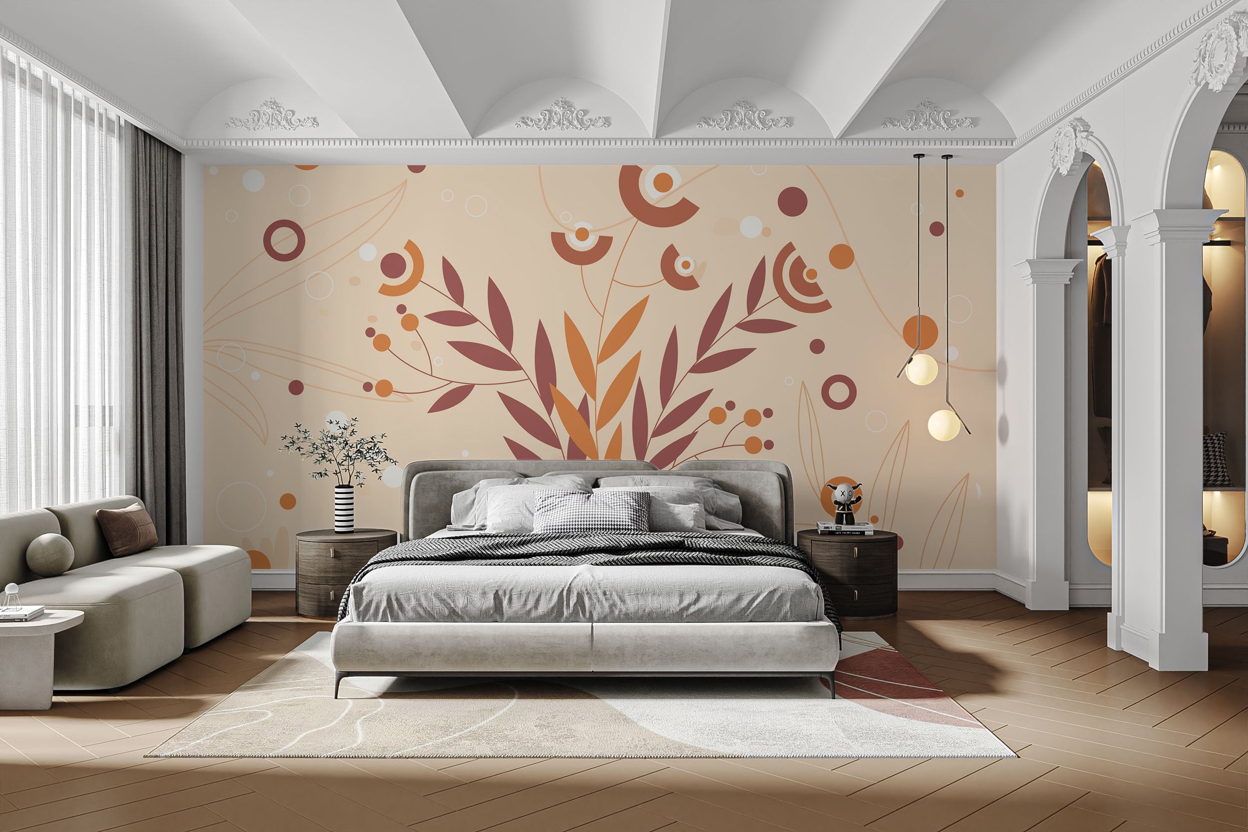 Beautiful autumn vase wallpaper mural for elegant decor.
