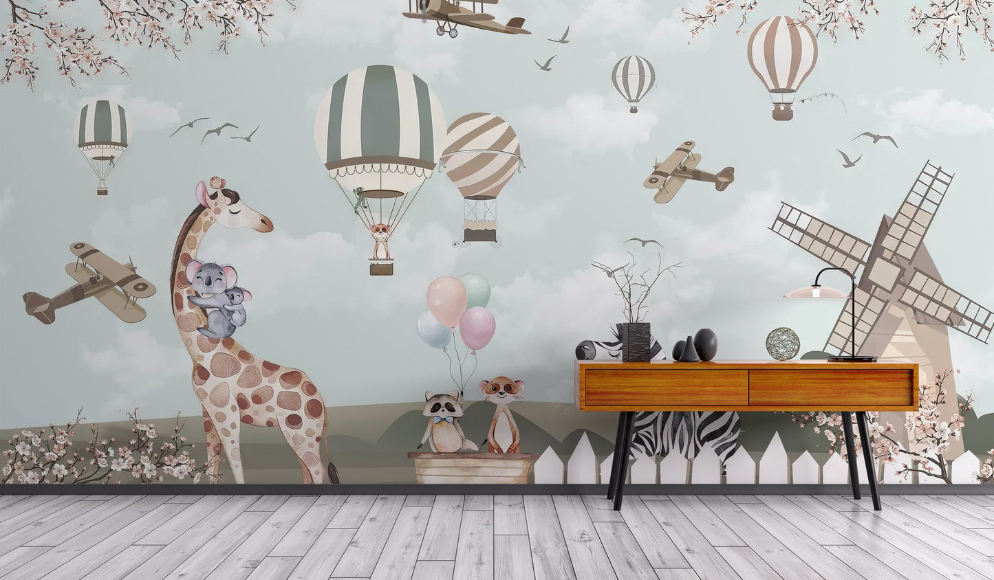 Cute animal-themed wallpaper for nurseries