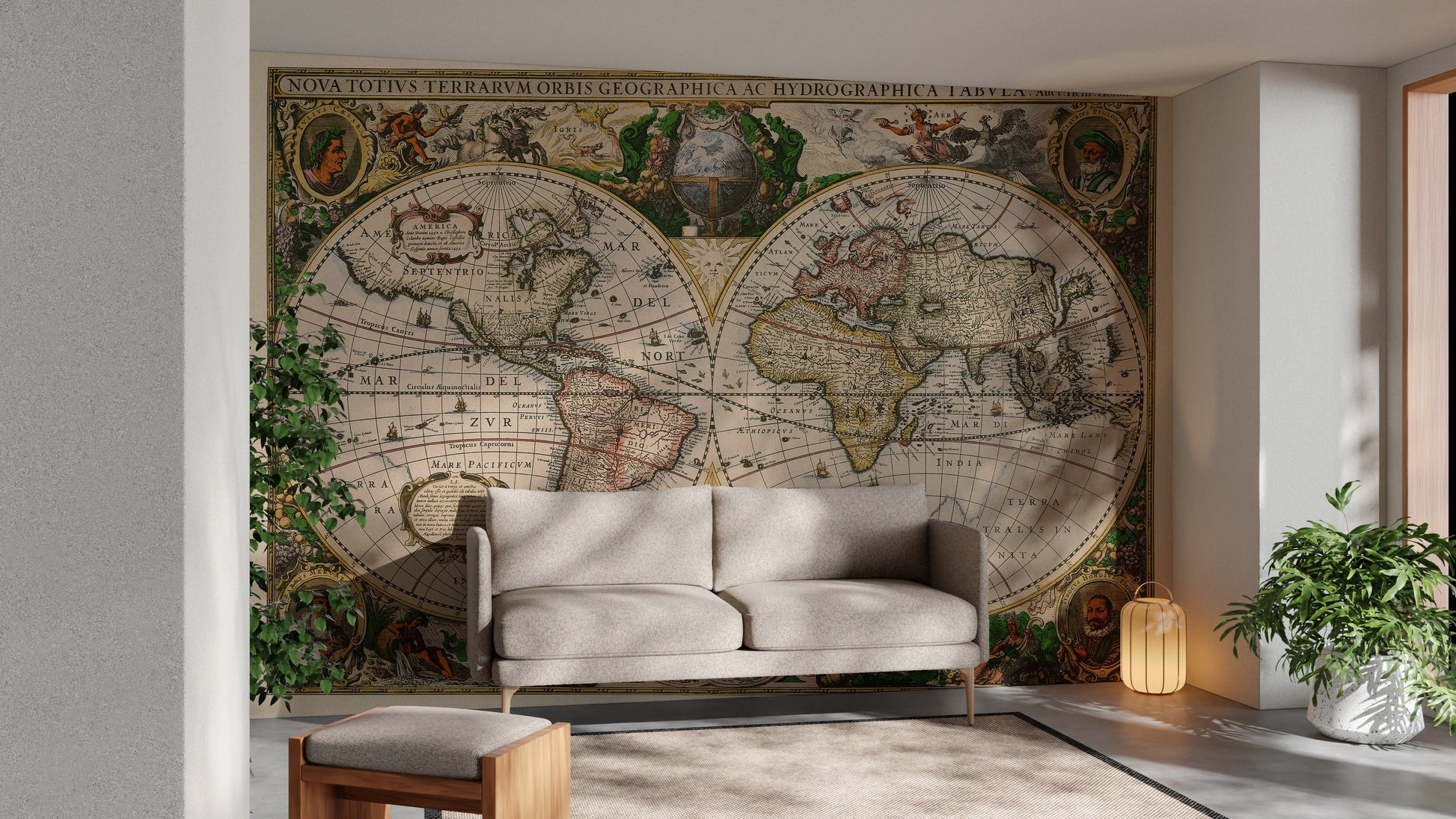 Antique World Map Mural Wallpaper
