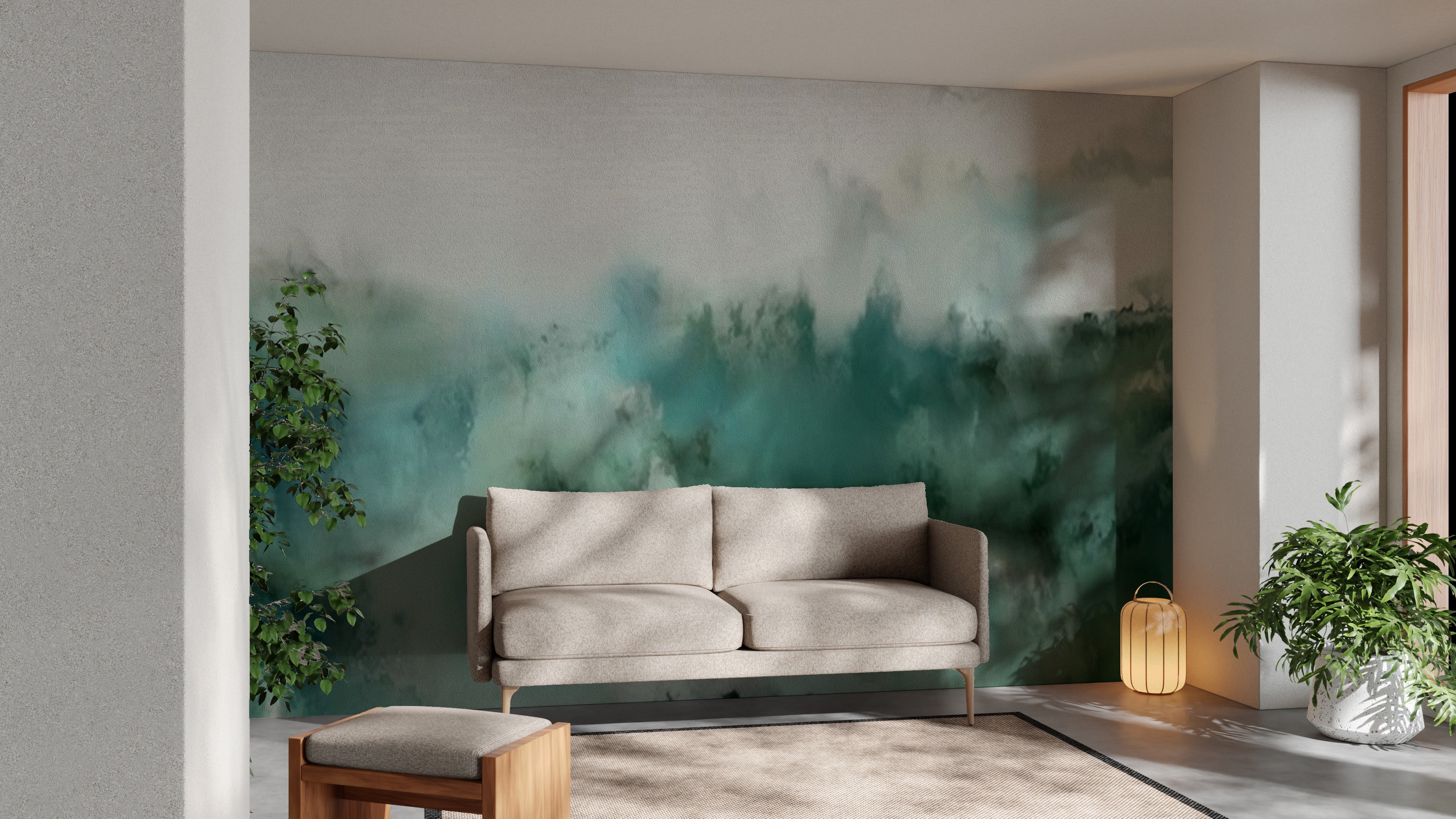 Turquoise Watercolor Wallpaper Mural - Giffywalls