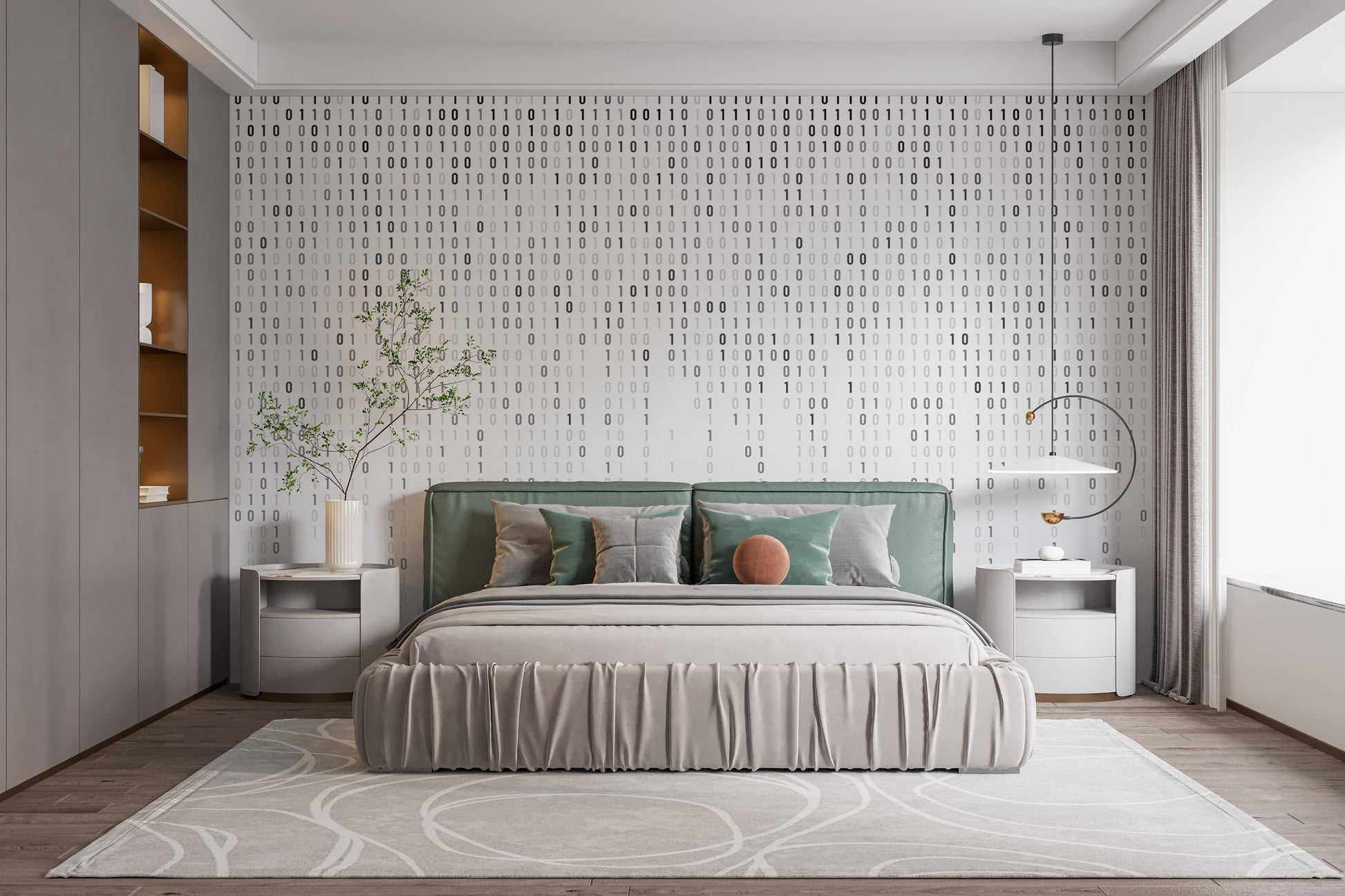 Digital Binary Code Wall Mural - Giffywalls