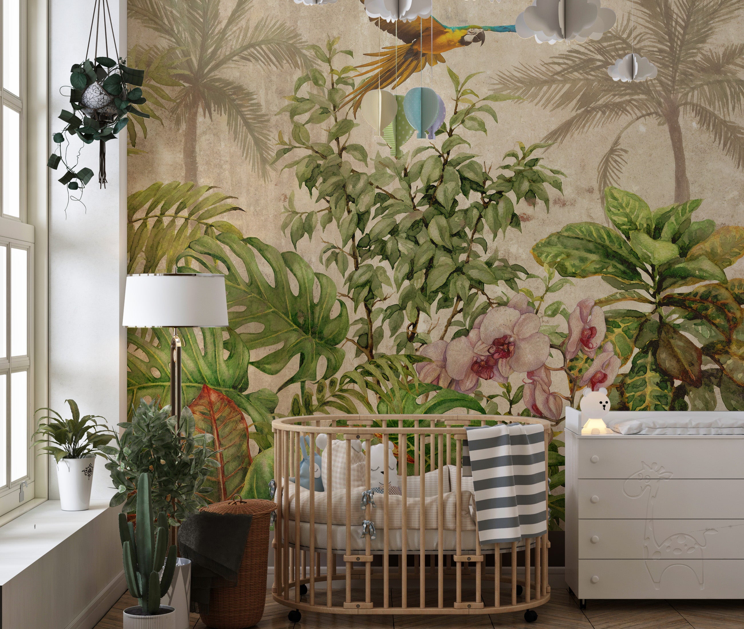 Tropical Jungle Bird Wallpaper Mural
