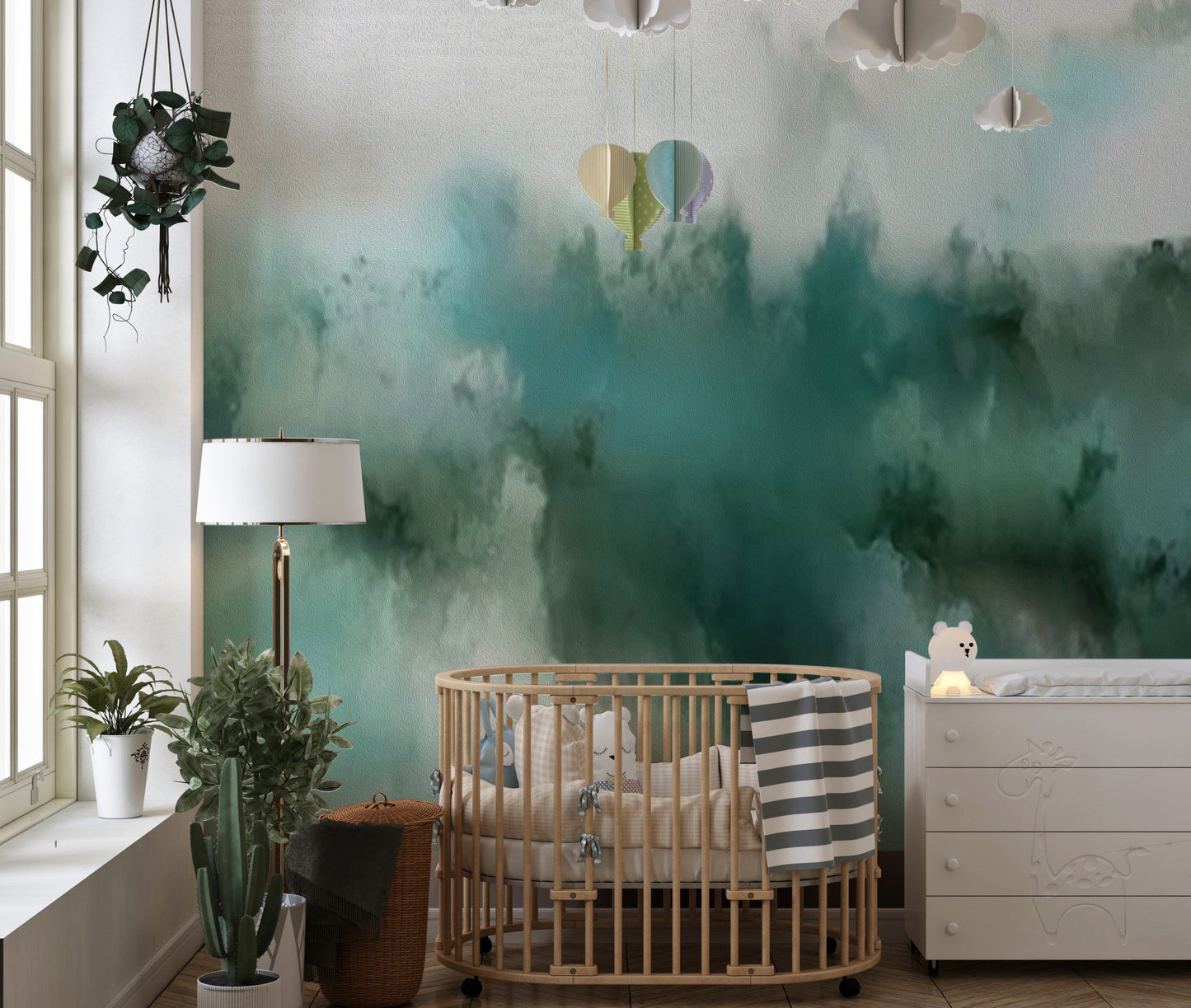 Turquoise Watercolor Wallpaper Mural - Giffywalls