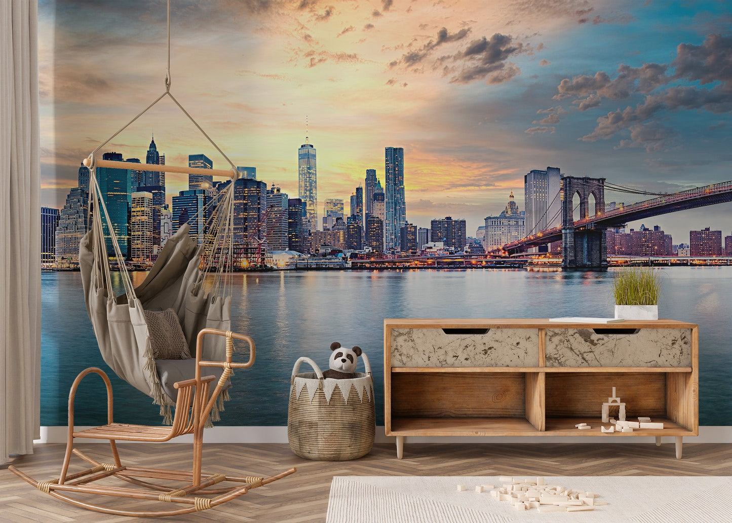 Skyline sunset wallpaper of New York City for walls