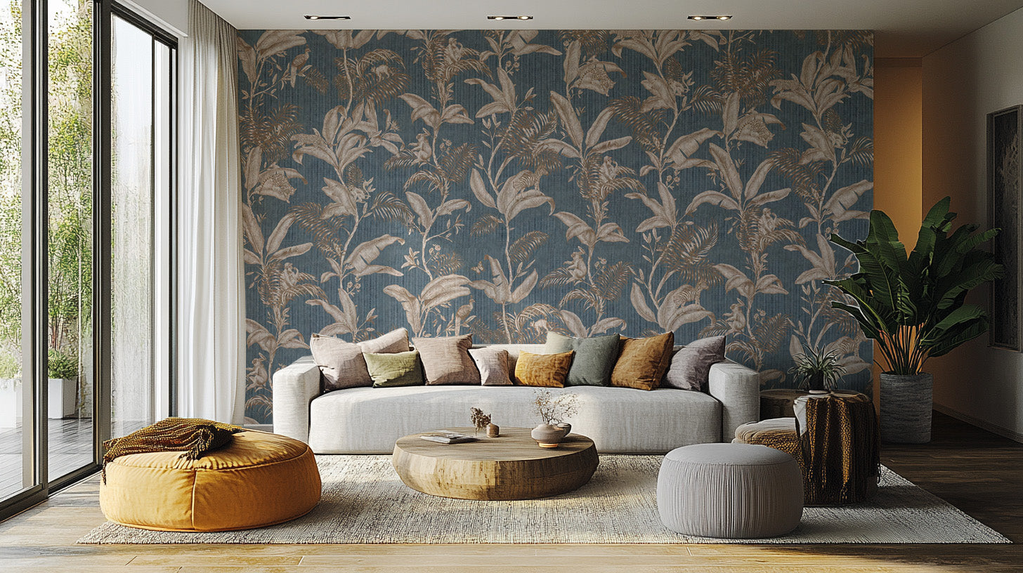 Lush tropical wallpaper for a nature-inspired wall statement.
