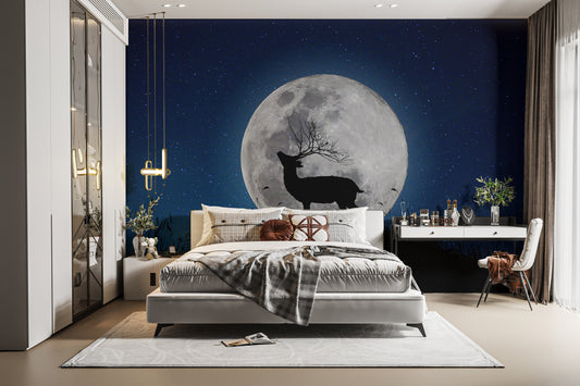 Skyward Stag Lunar Watcher Halloween Night reusable wallpaper