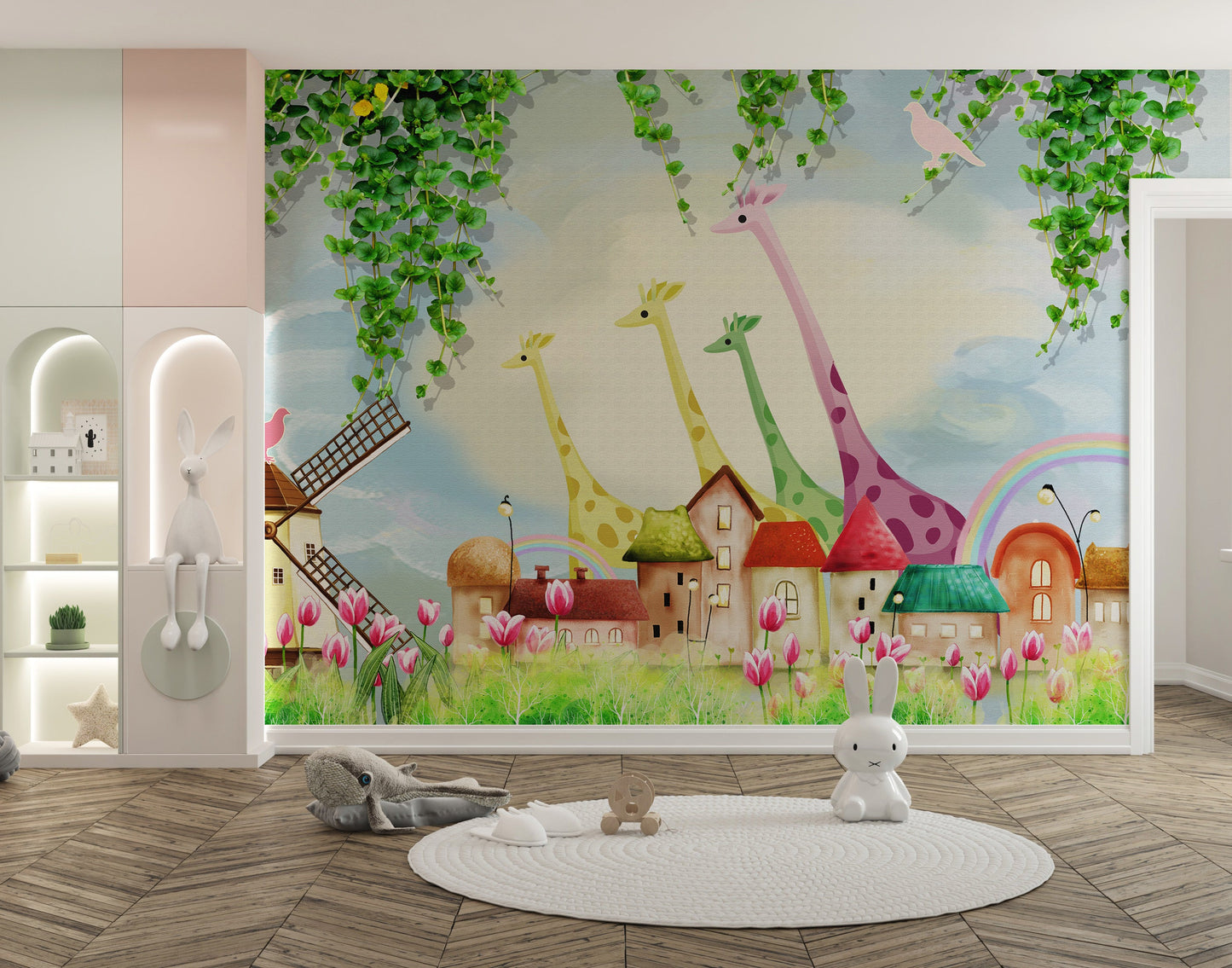 Watercolor animal farm wallpaper for kids - Giffywalls