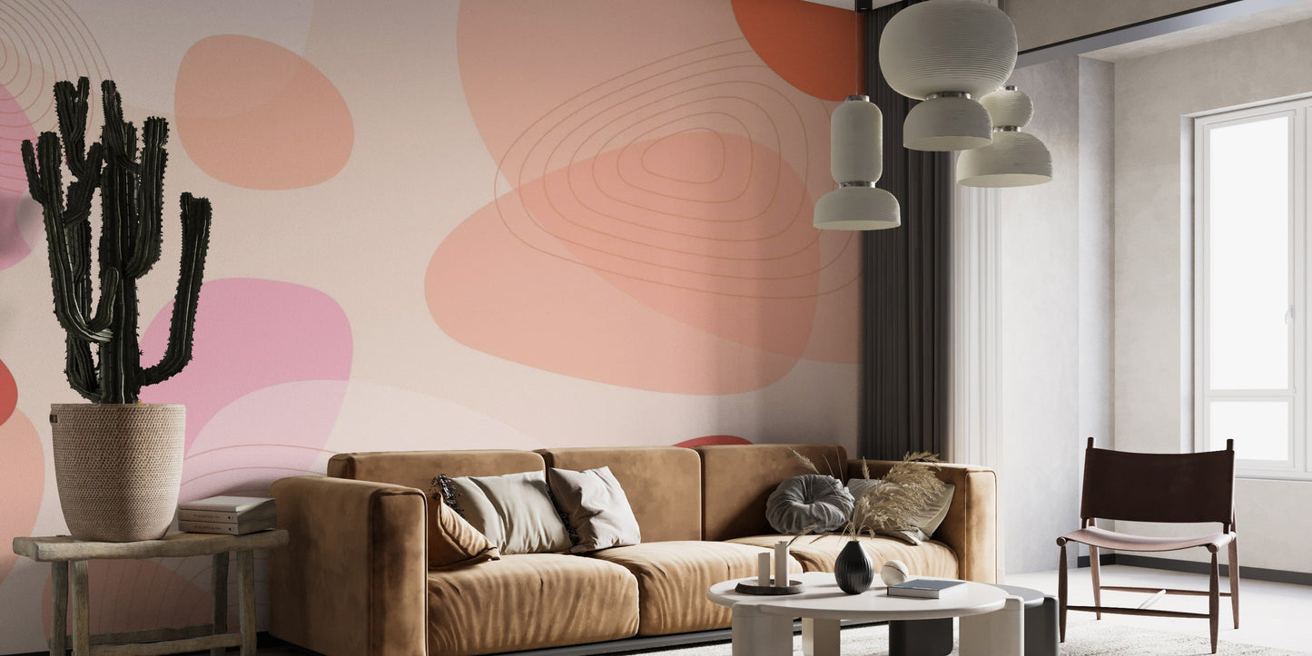 Peach Pink Modern Wallpaper Mural - Giffywalls