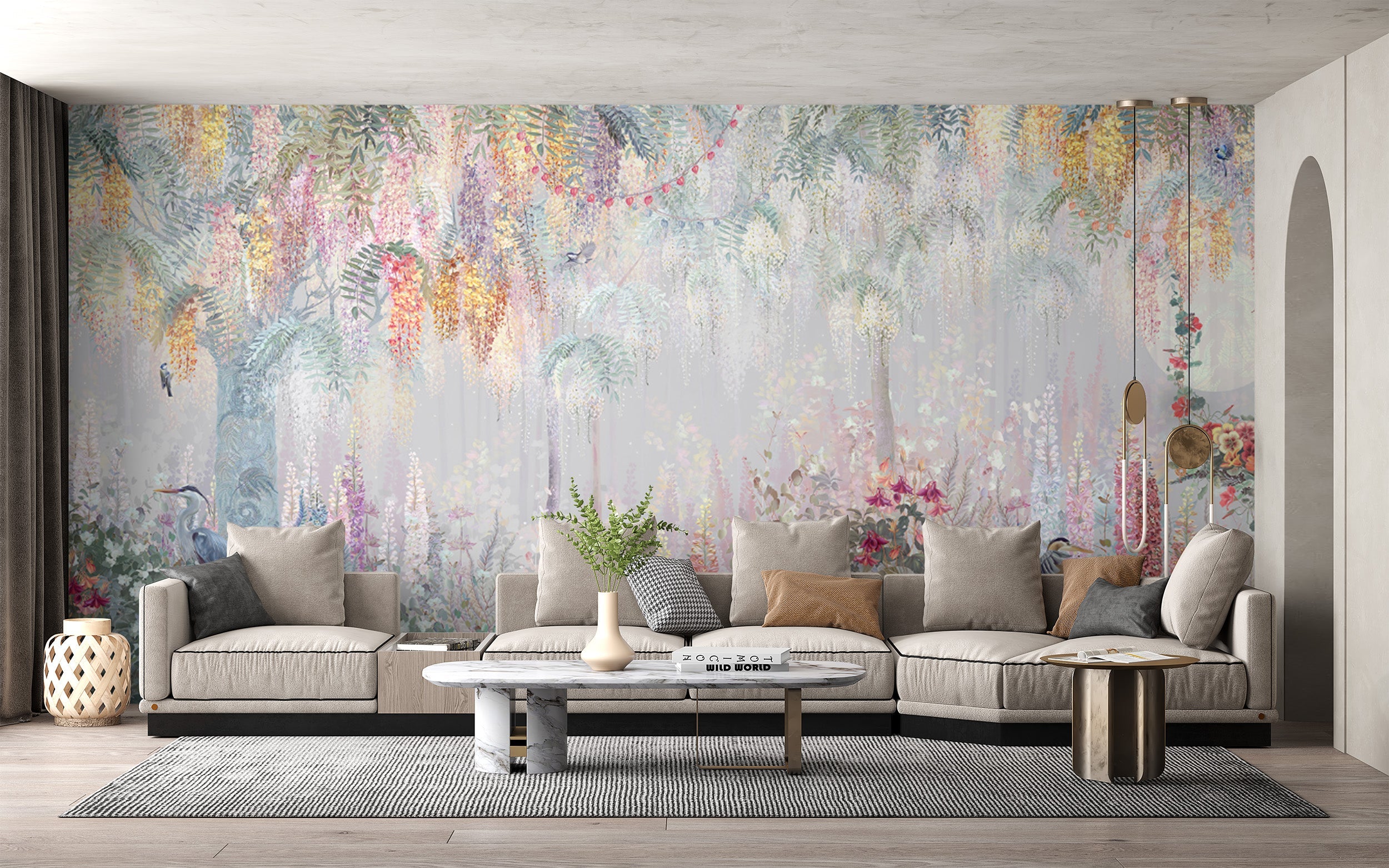 Jungle Backdrop Mural Feathered Euphoria wallpaper