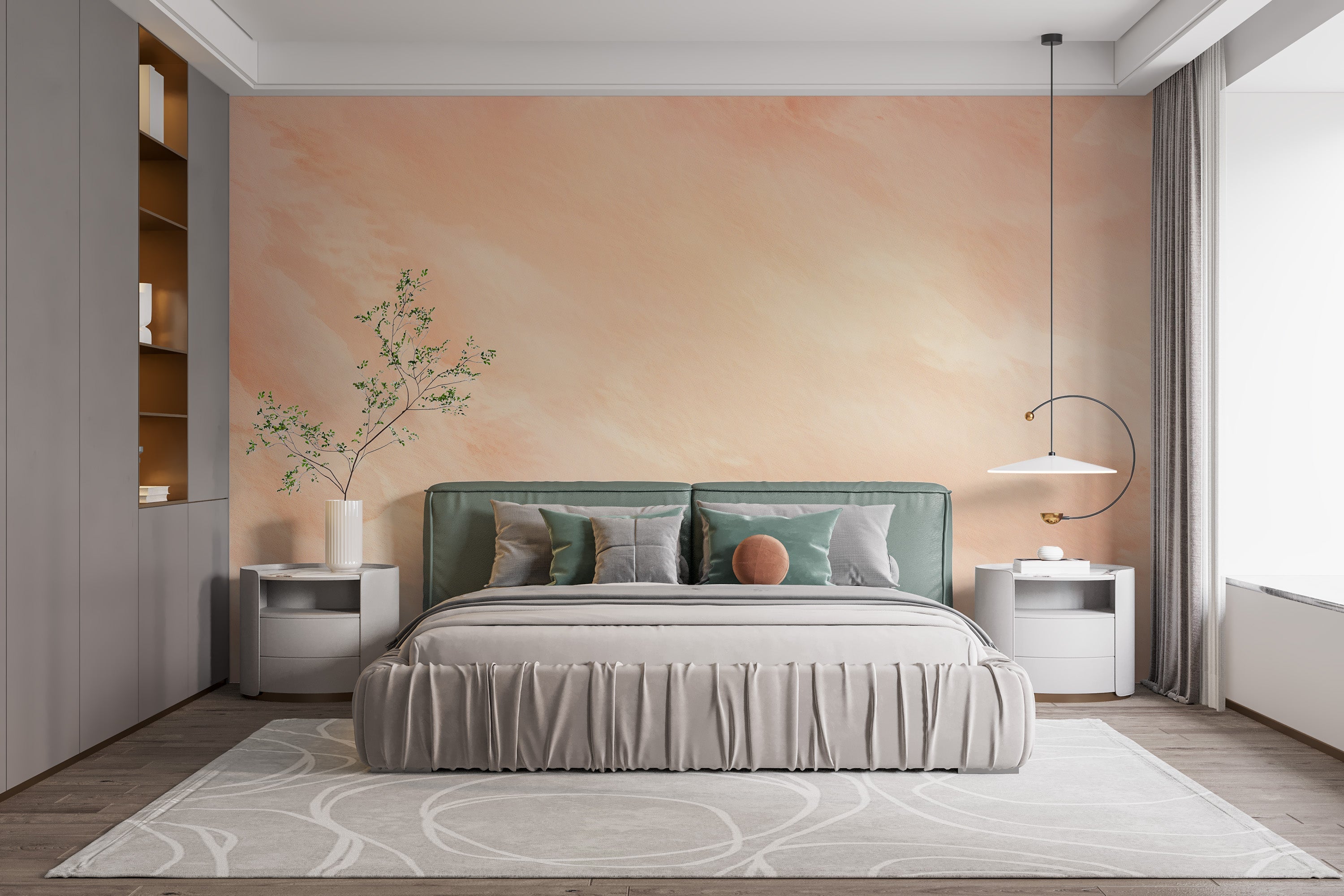 Soft pantone peach wallpaper for bedrooms