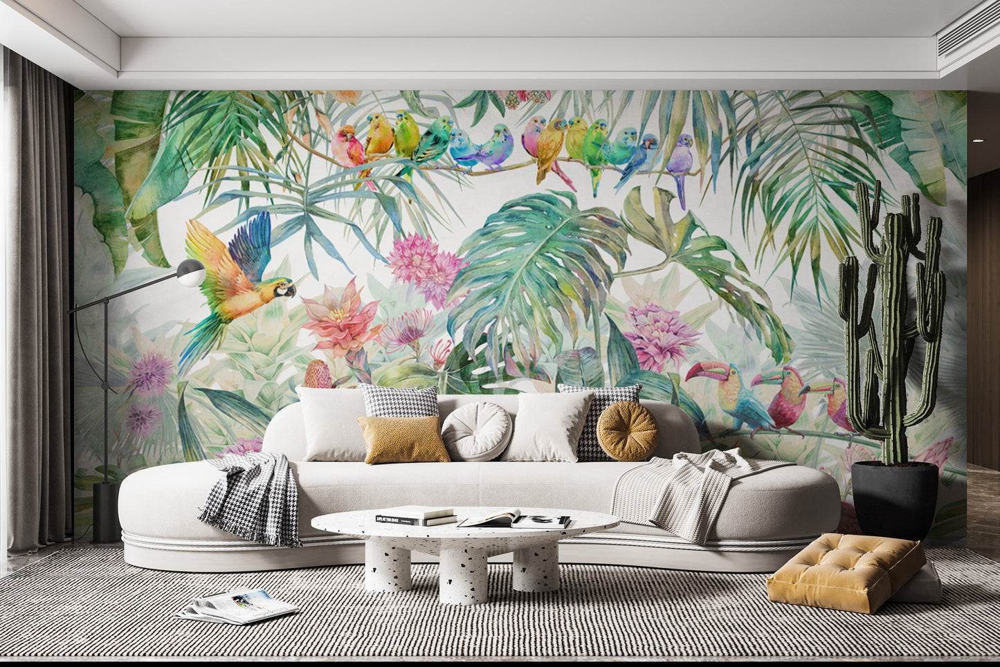 Tropical Birds Forest Mural Wallpaper