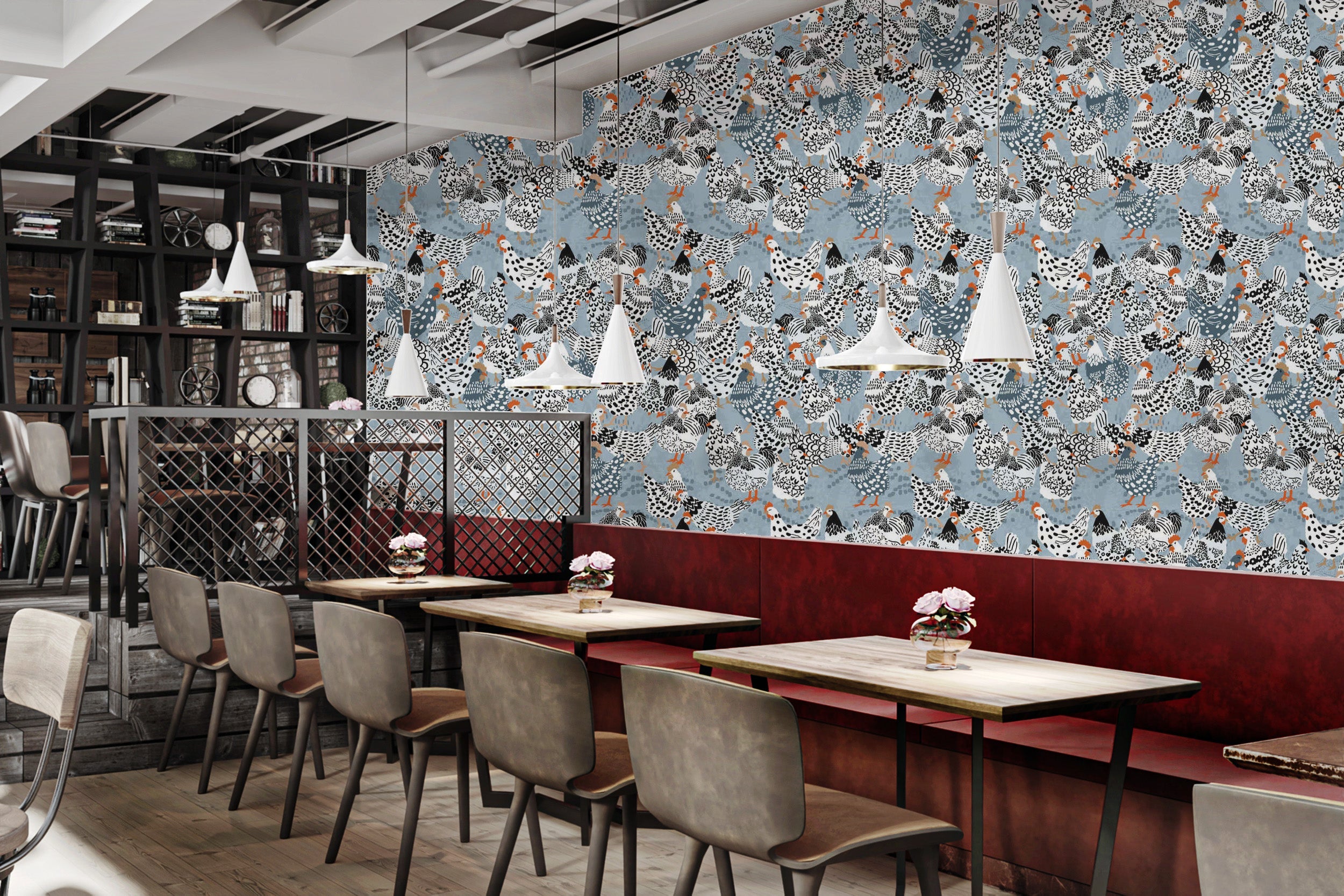 Elegant chicken wallpaper for modern decor