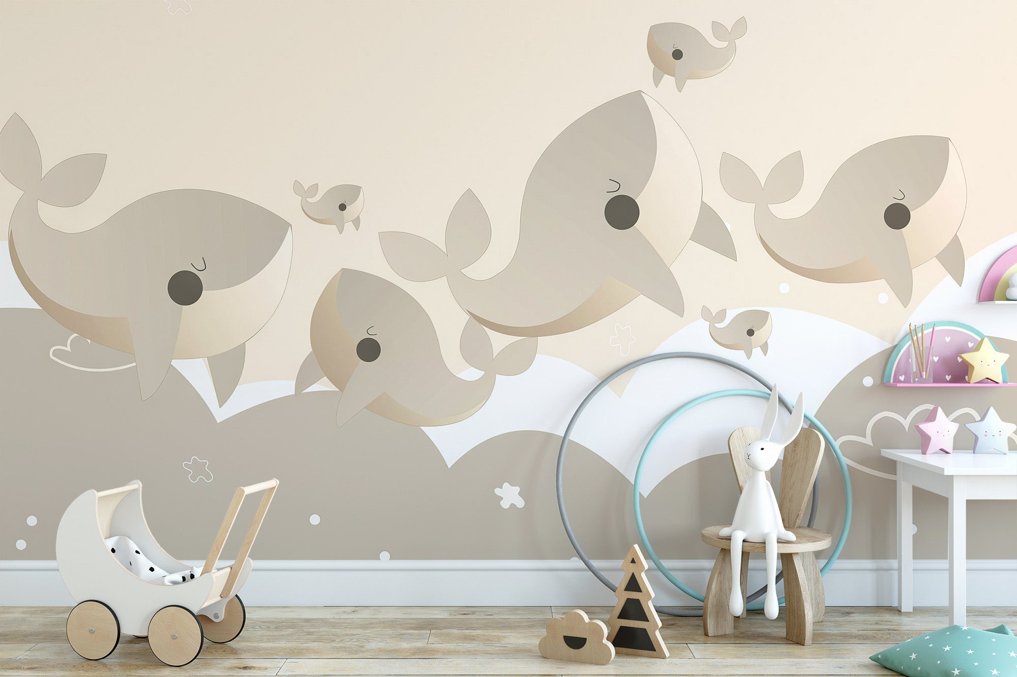 Cuddly Cetaceans Wall Mural - Giffywalls