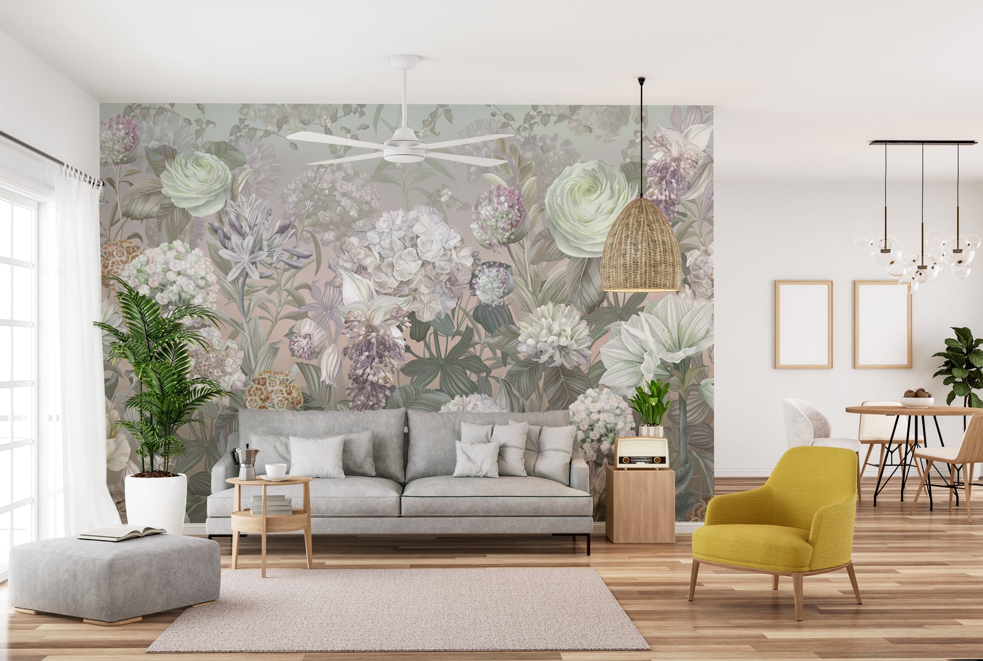 Botanical Nordic-Inspired Mural
