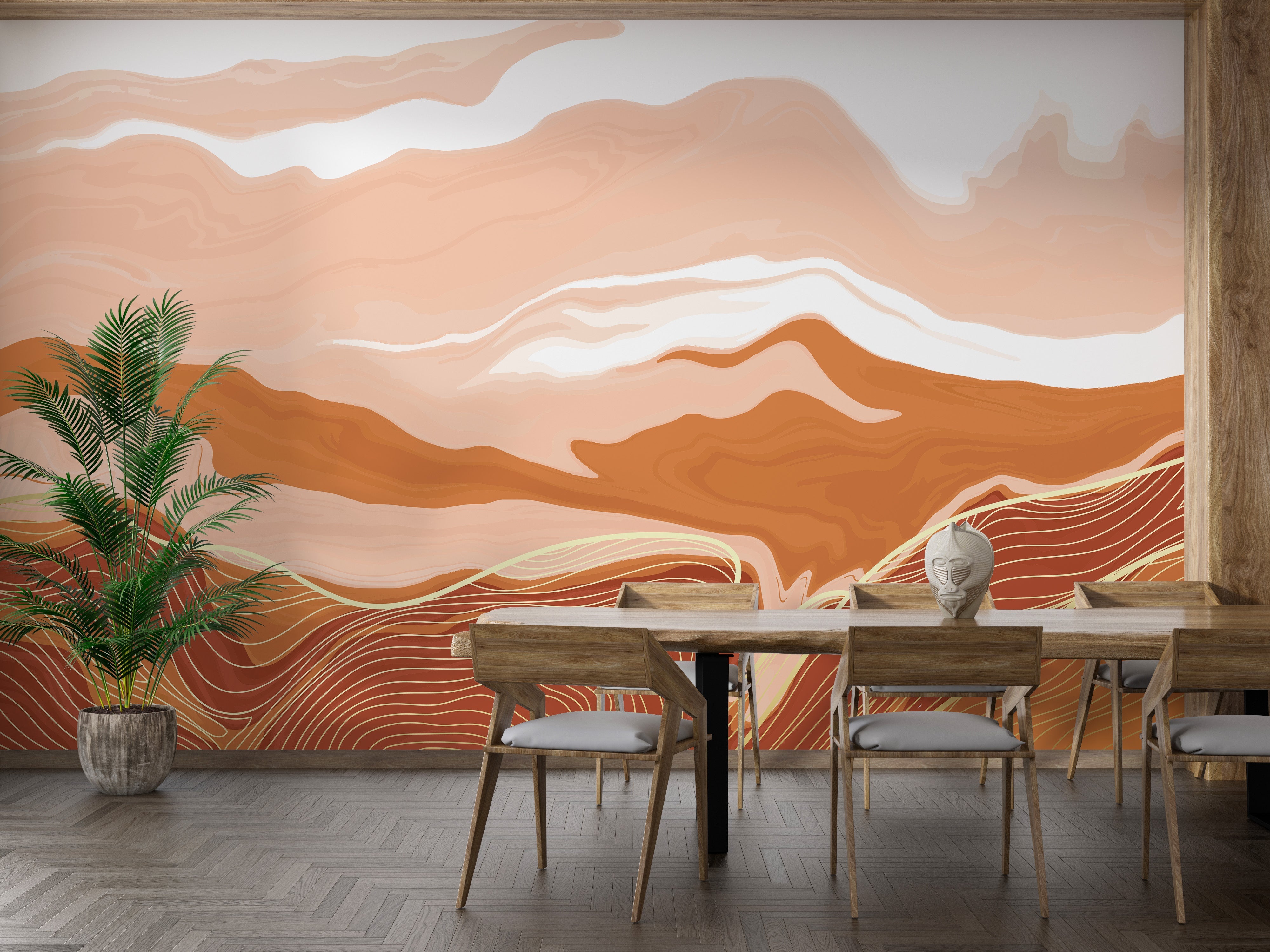 Orange Wavy Marble Wallpaper Murals - Giffywalls